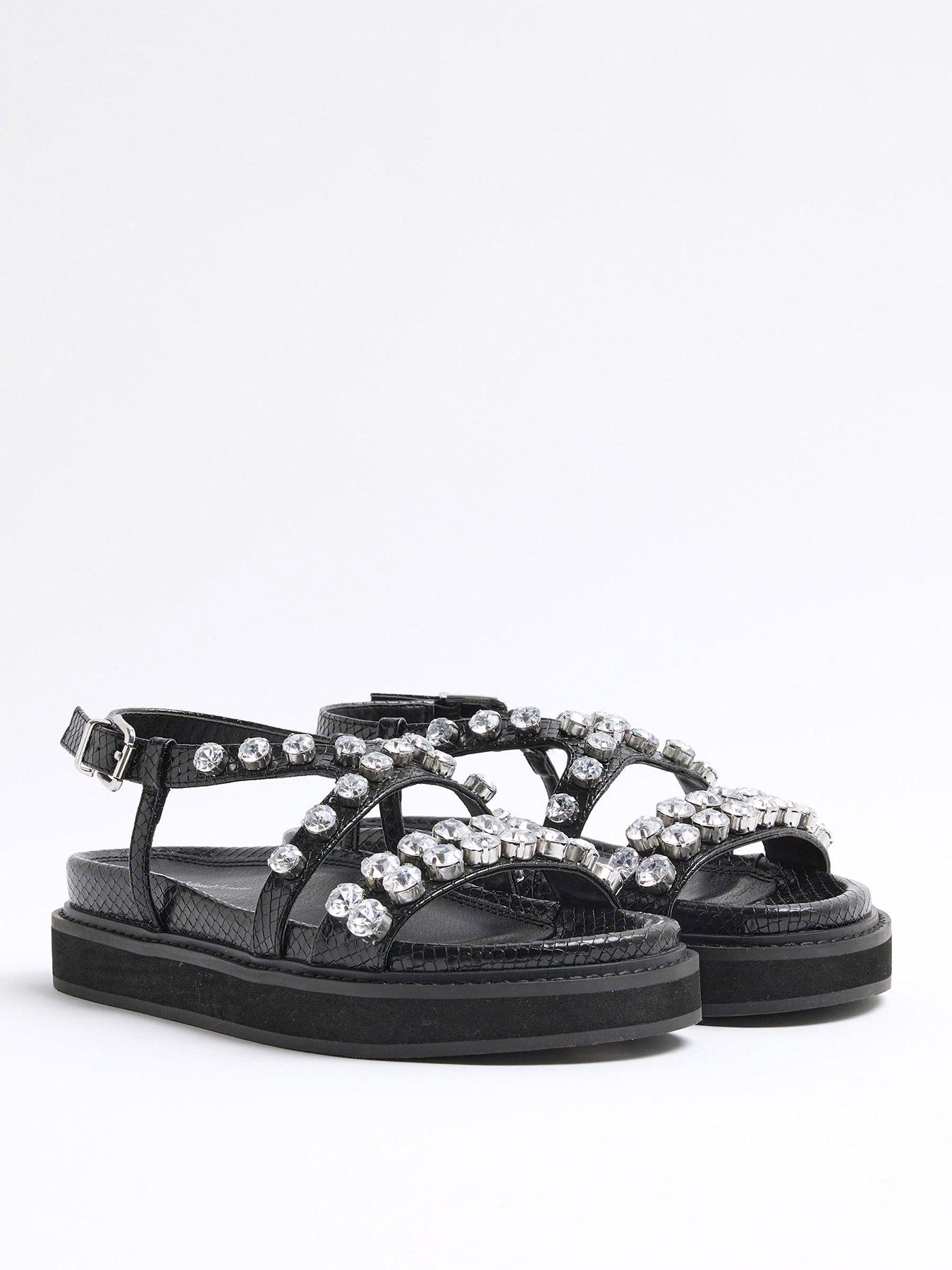 Image 4 of 5 of River Island Footbed Flat Sandal - Black
