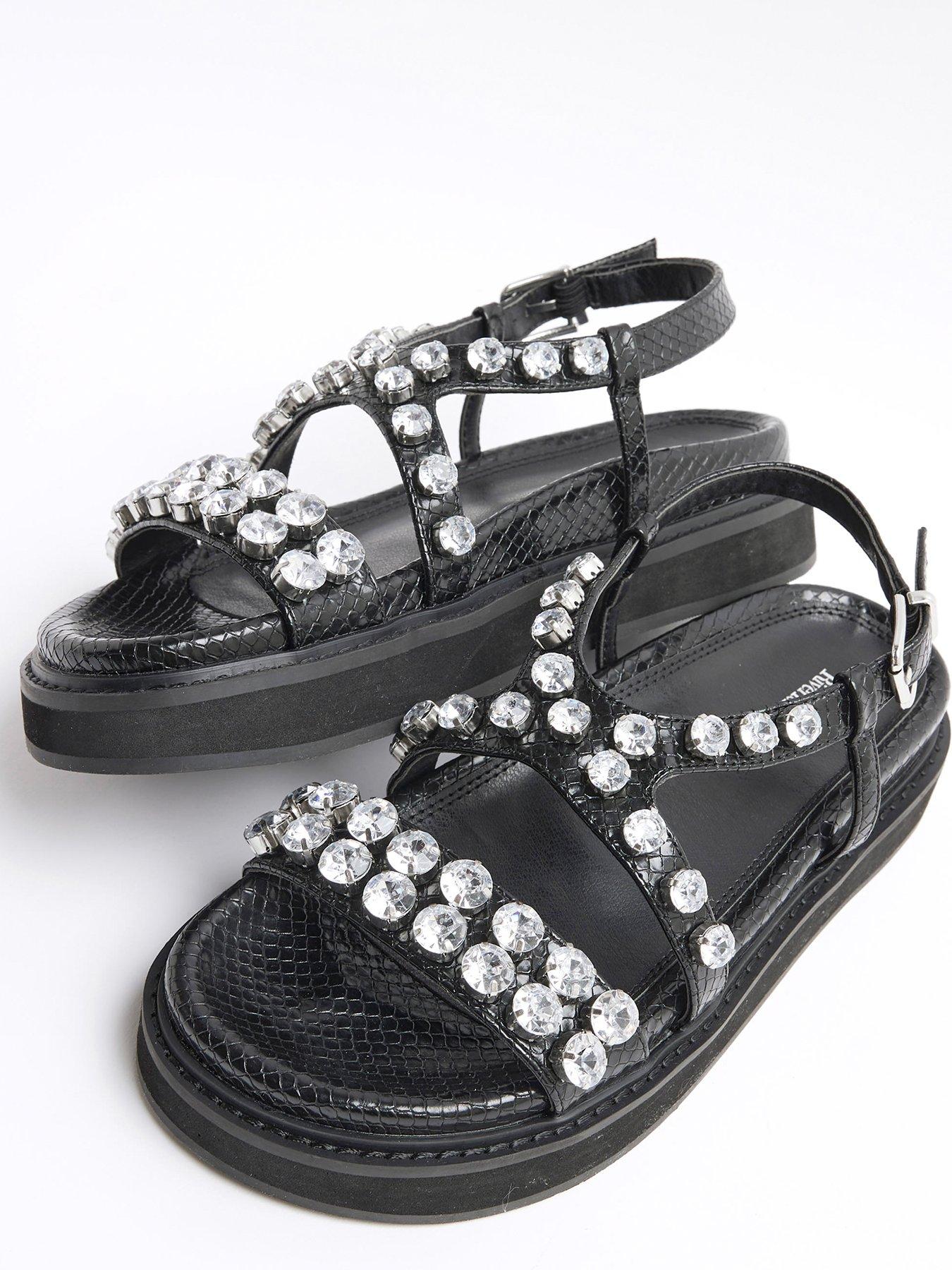 Image 5 of 5 of River Island Footbed Flat Sandal - Black