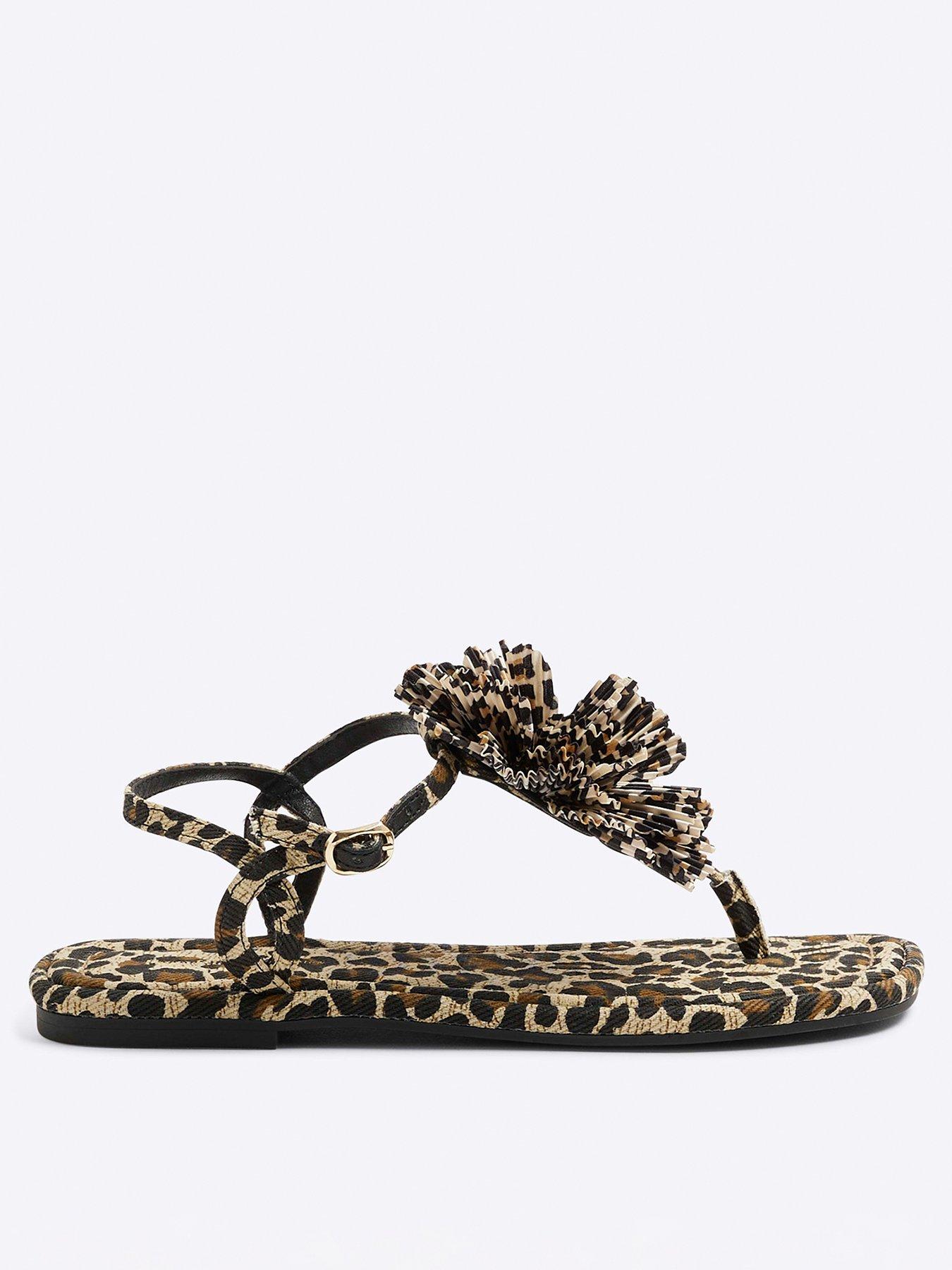 Image 2 of 6 of River Island Flower Detail Sandal - Brown