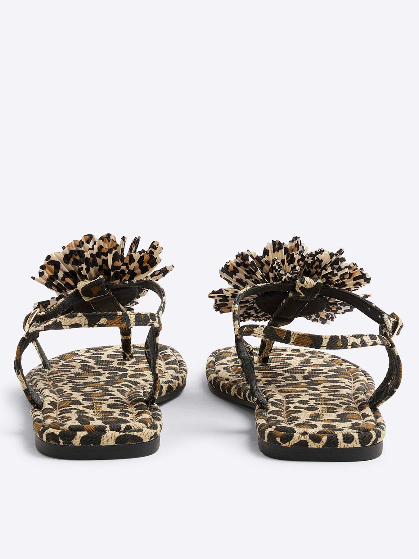 Image 3 of 6 of River Island Flower Detail Sandal - Brown