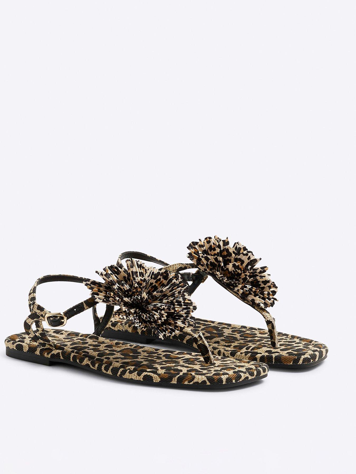 Image 4 of 6 of River Island Flower Detail Sandal - Brown