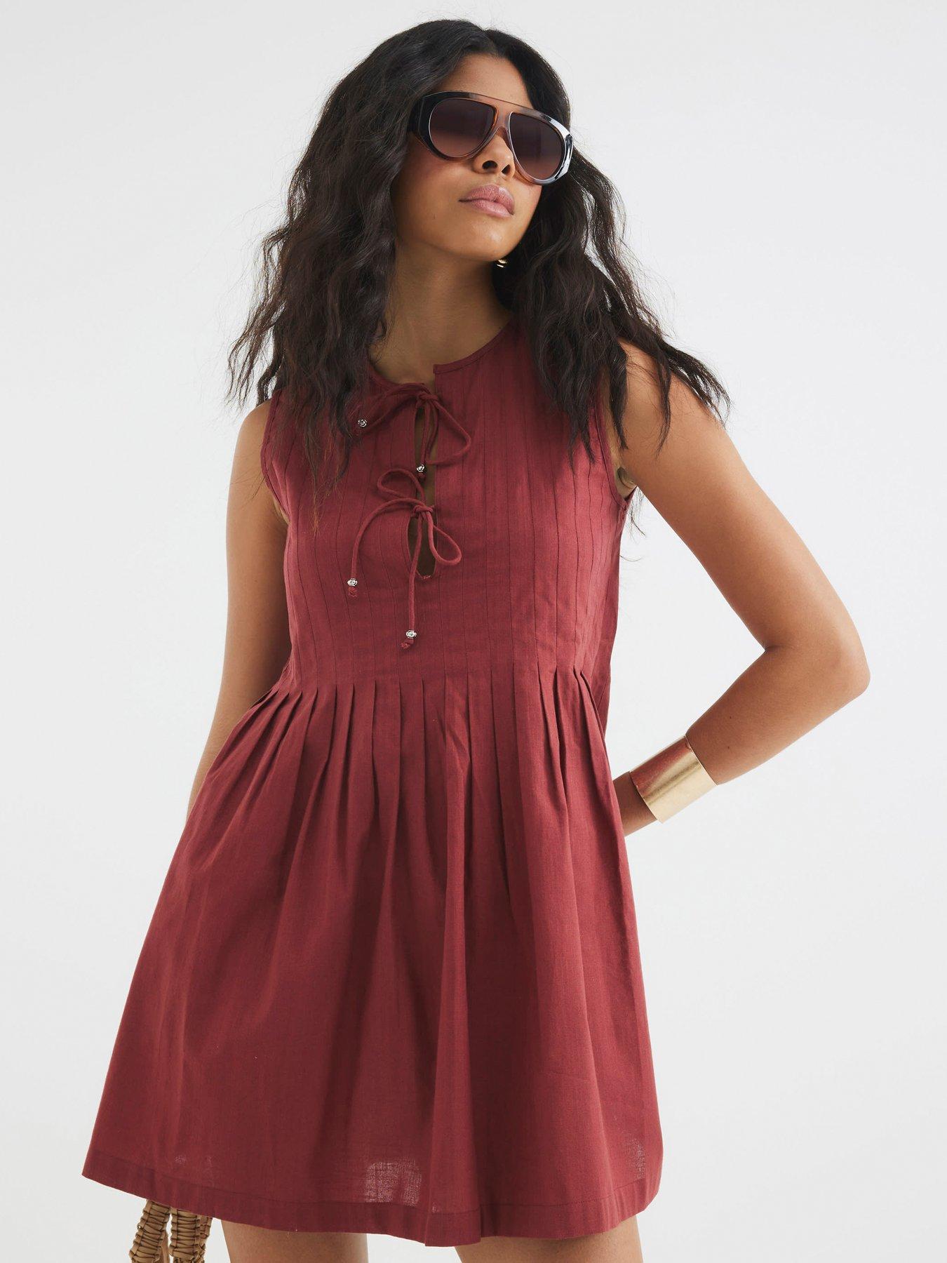 river-island-pleated-swing-mini-dress-orangedetail
