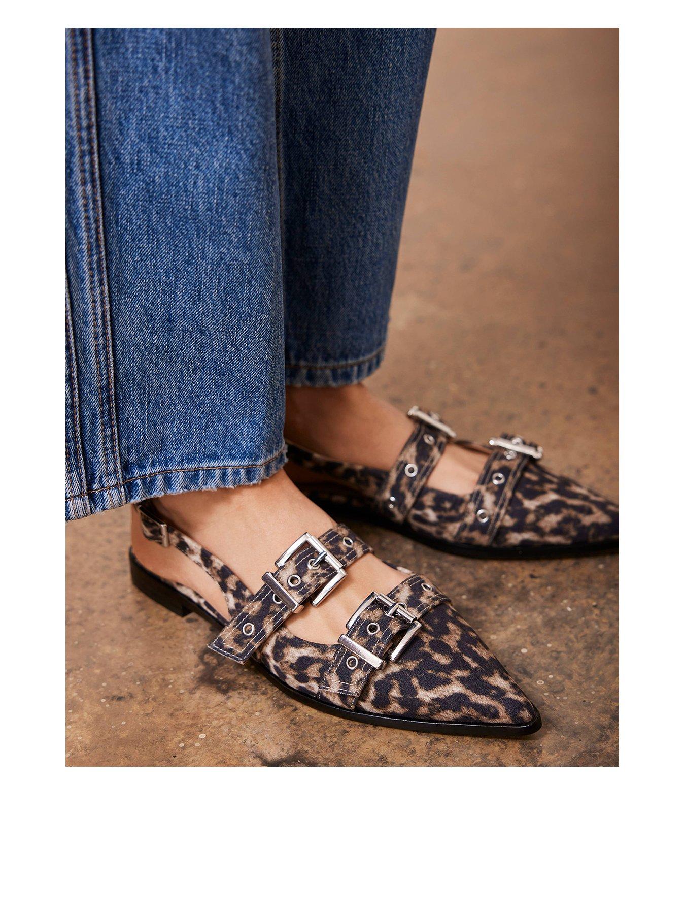 Image 1 of 6 of Mint Velvet Ella Leather Buckled Flats - Beige