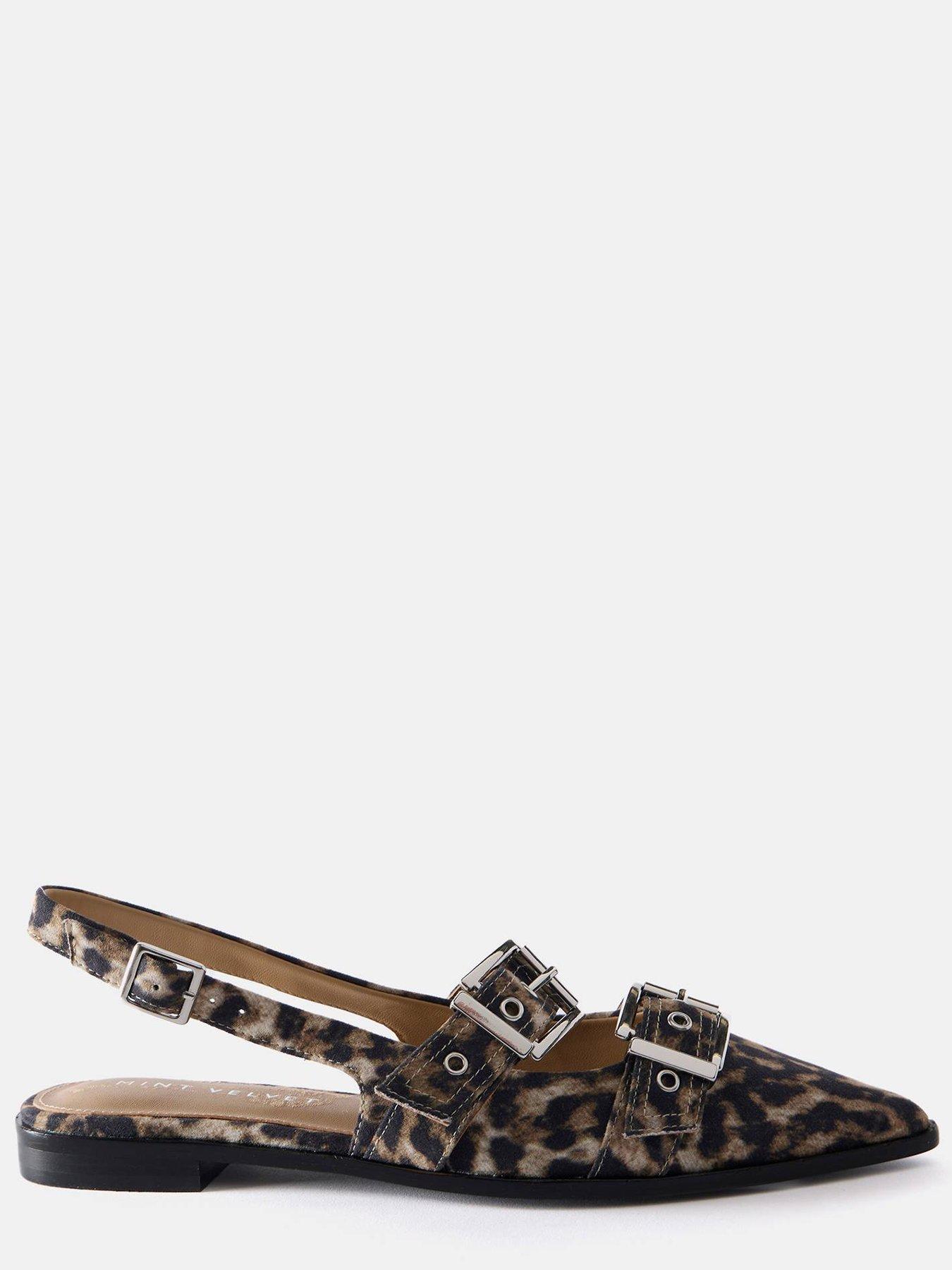 Image 5 of 6 of Mint Velvet Ella Leather Buckled Flats - Beige