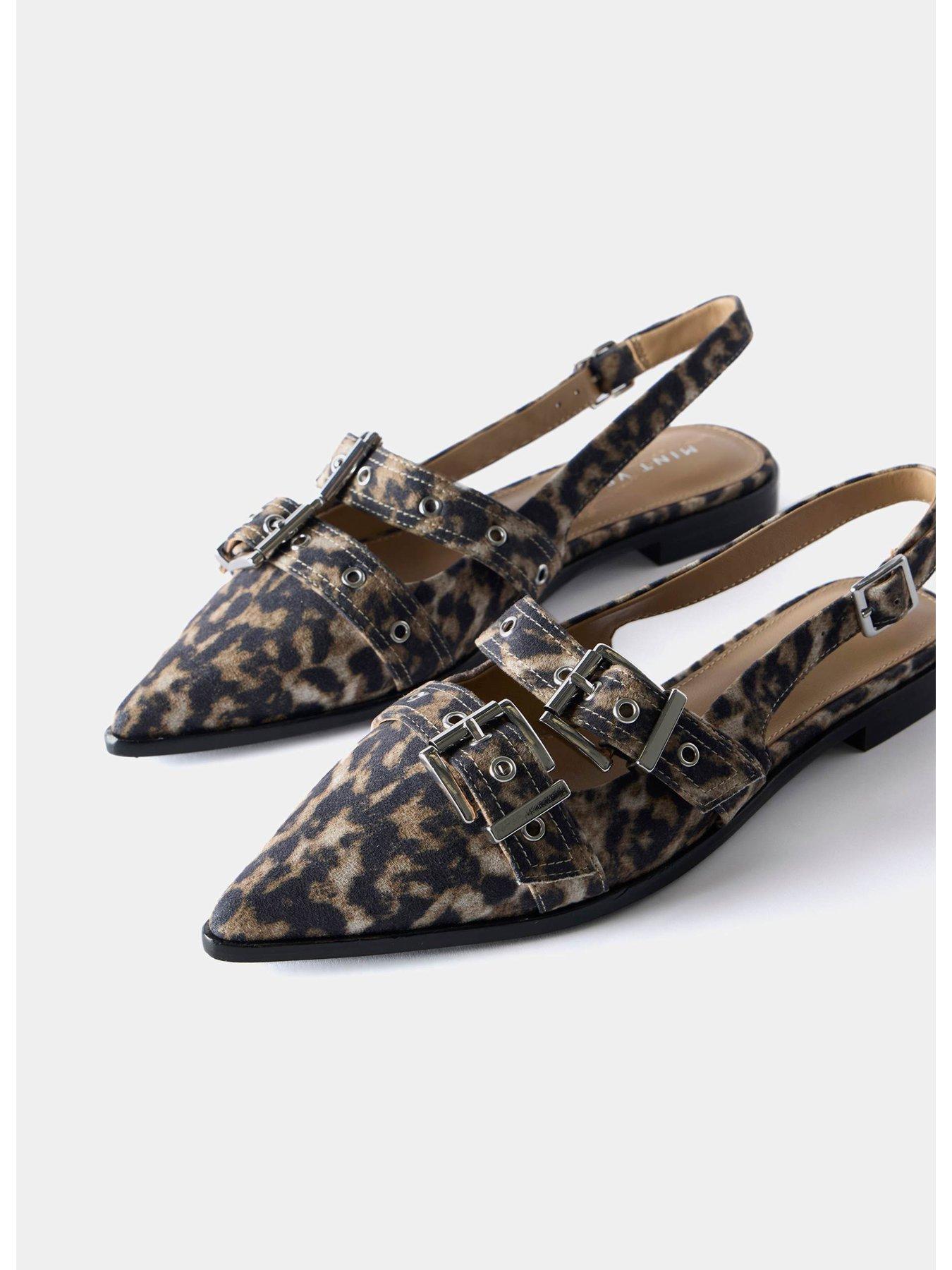 Image 6 of 6 of Mint Velvet Ella Leather Buckled Flats - Beige
