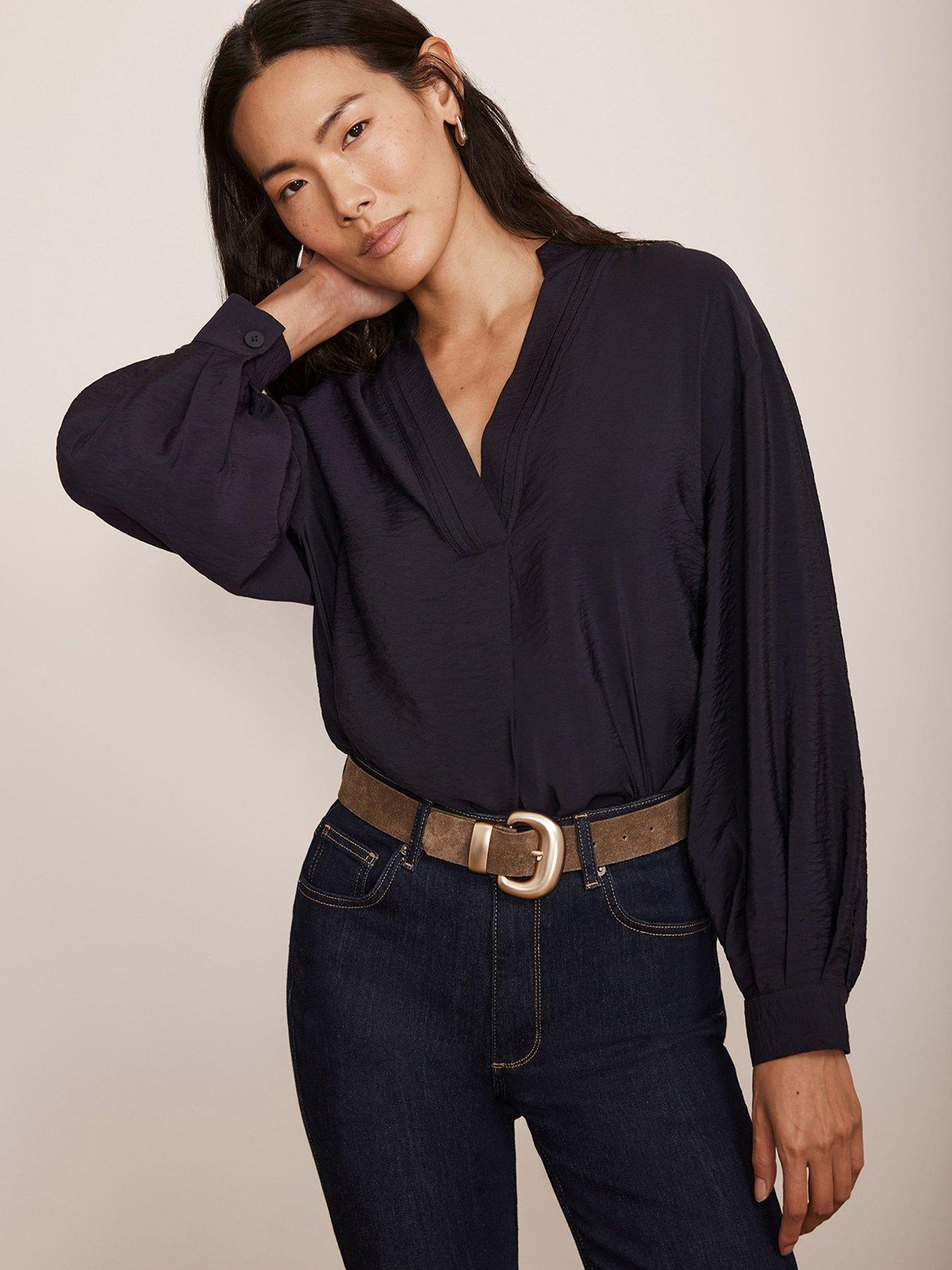 Image 1 of 5 of Mint Velvet Long Sleeve Blouse - Navy