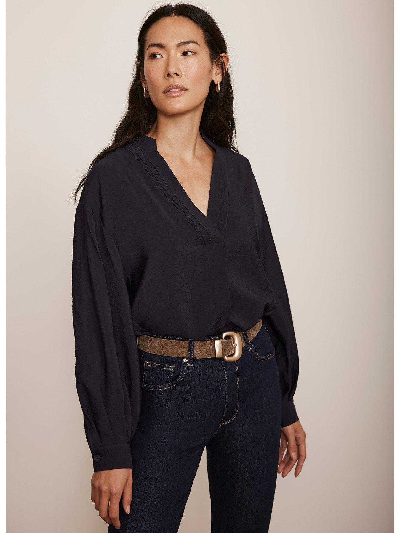 Image 3 of 5 of Mint Velvet Long Sleeve Blouse - Navy