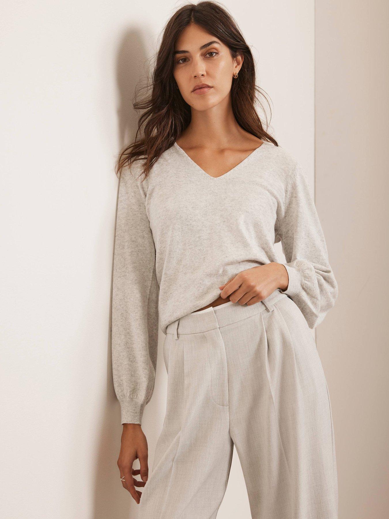 undefined V Neck Jumper - Grey