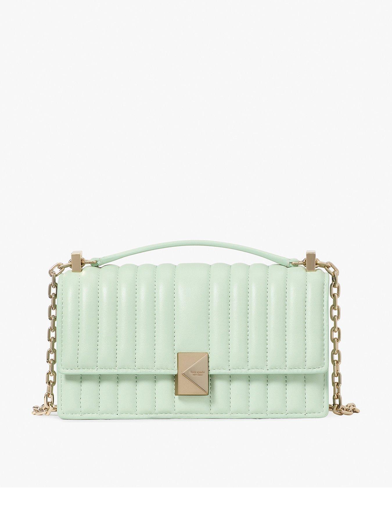 Kate Spade New York Deco Quilted Leather Mini Flap Chain Crossbody Bag - Light Green