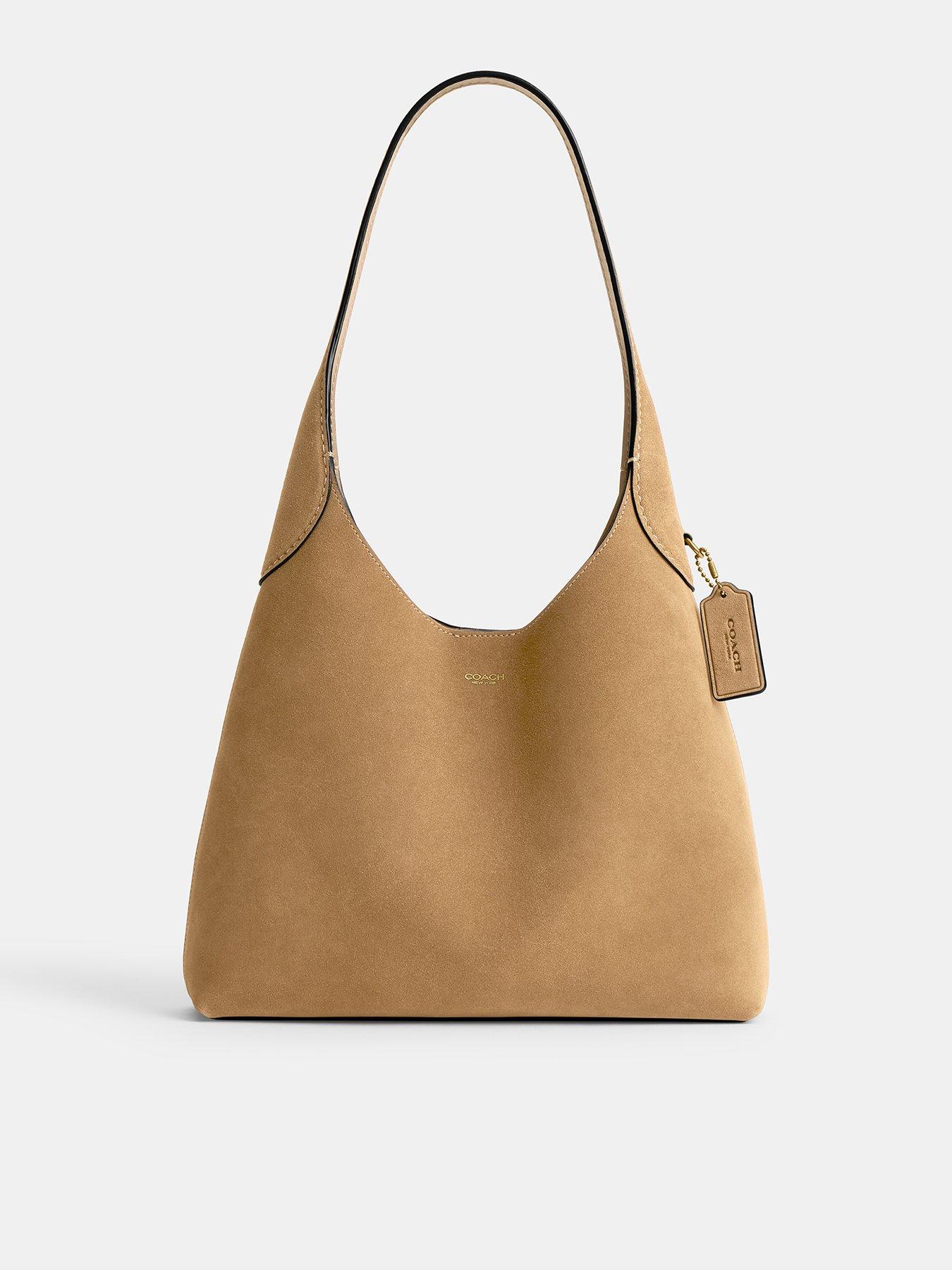 Image 1 of 5 of COACH Suede Brooklyn Shoulder Bag 28 - Light Brown