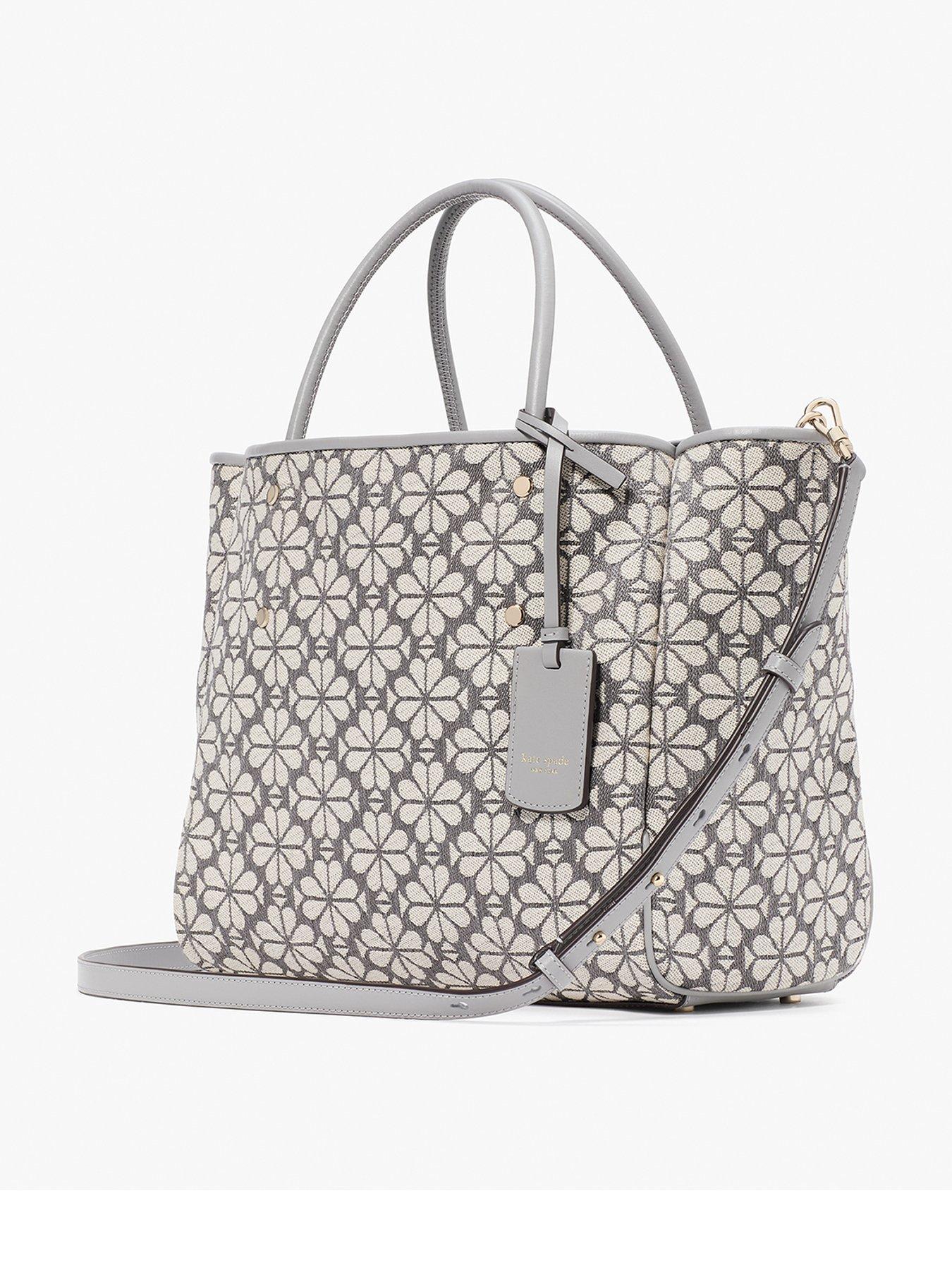 Image of Kate Spade New York Flower Jacquard Medium Everything Tote Bag - Light Grey