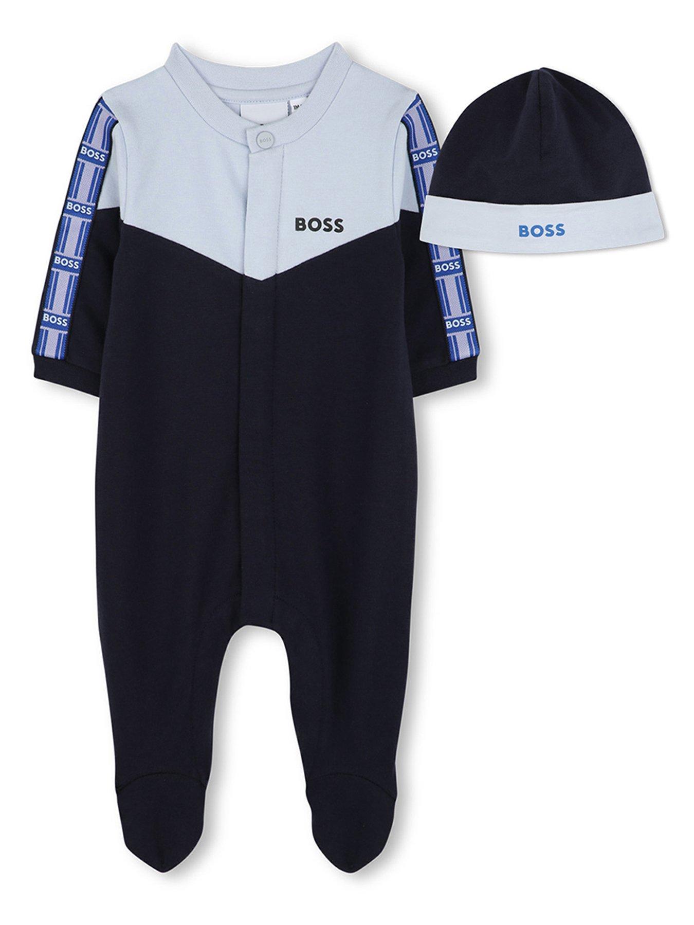 undefined Newborn Baby Boys Gift Boxed Sleepsuit & Hat Set - Navy