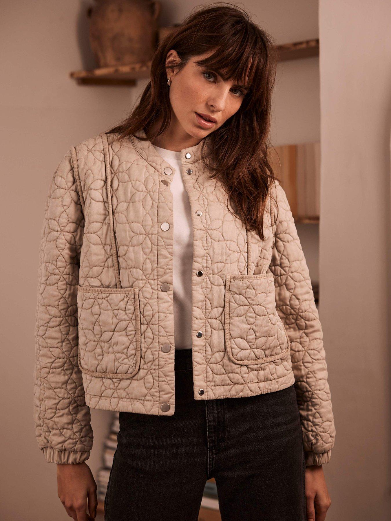 Image 1 of 6 of Mint Velvet Beige Washed Quilted Jacket
