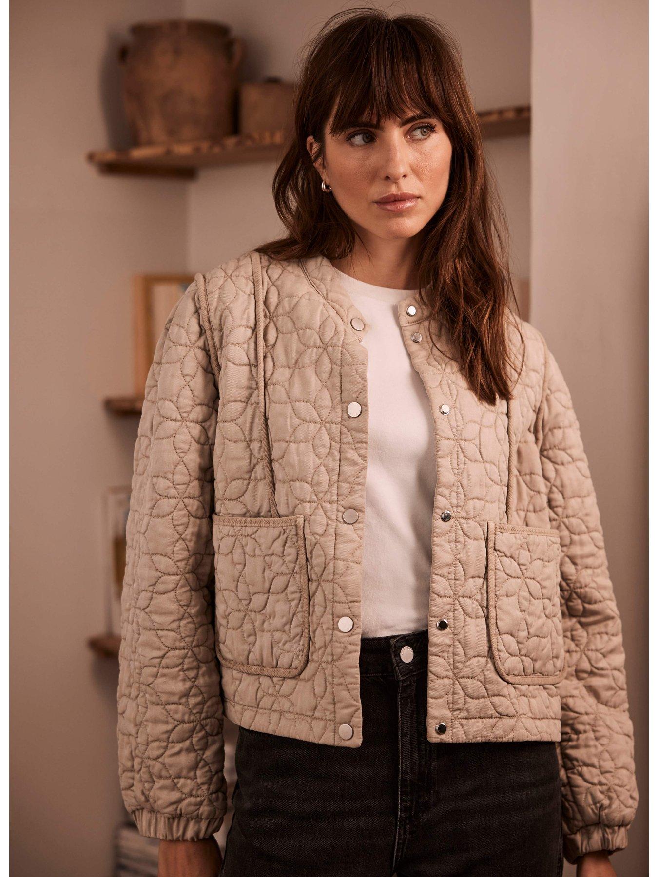 Image 4 of 6 of Mint Velvet Beige Washed Quilted Jacket