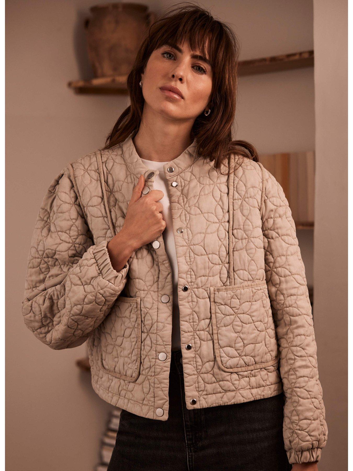 Image 6 of 6 of Mint Velvet Beige Washed Quilted Jacket