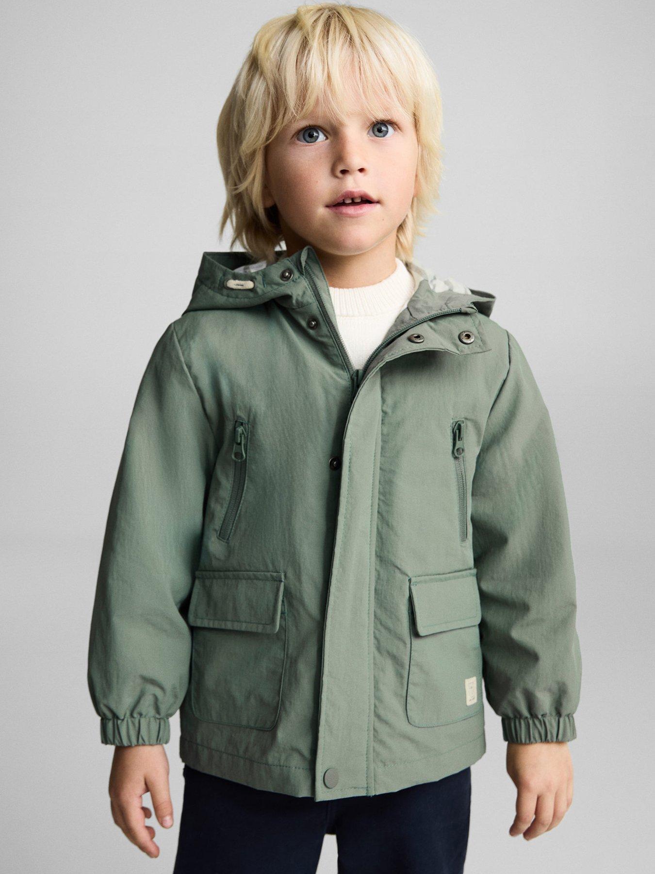 Image 1 of 6 of Mango Younger Boys Hooded Jacket - Light Green