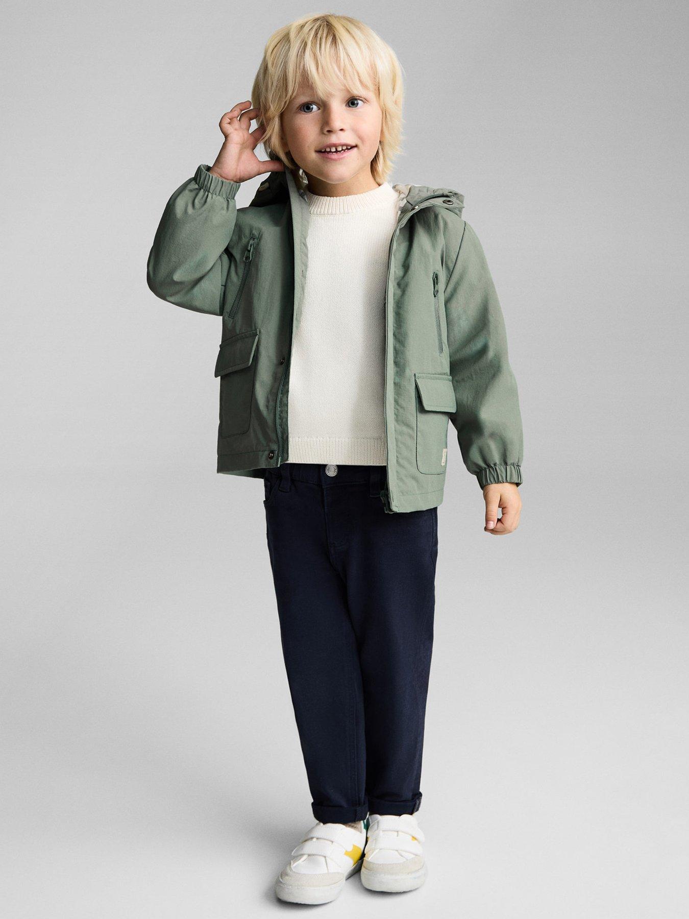 Image 2 of 6 of Mango Younger Boys Hooded Jacket - Light Green