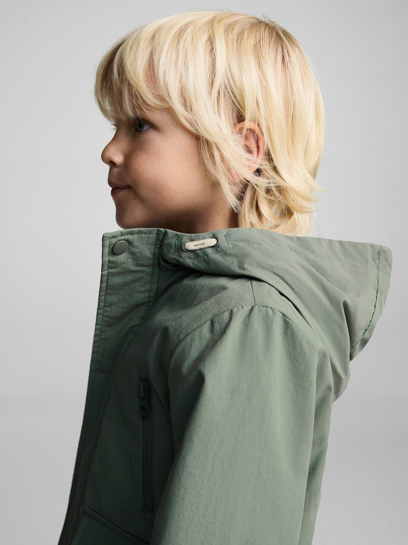 Image 4 of 6 of Mango Younger Boys Hooded Jacket - Light Green