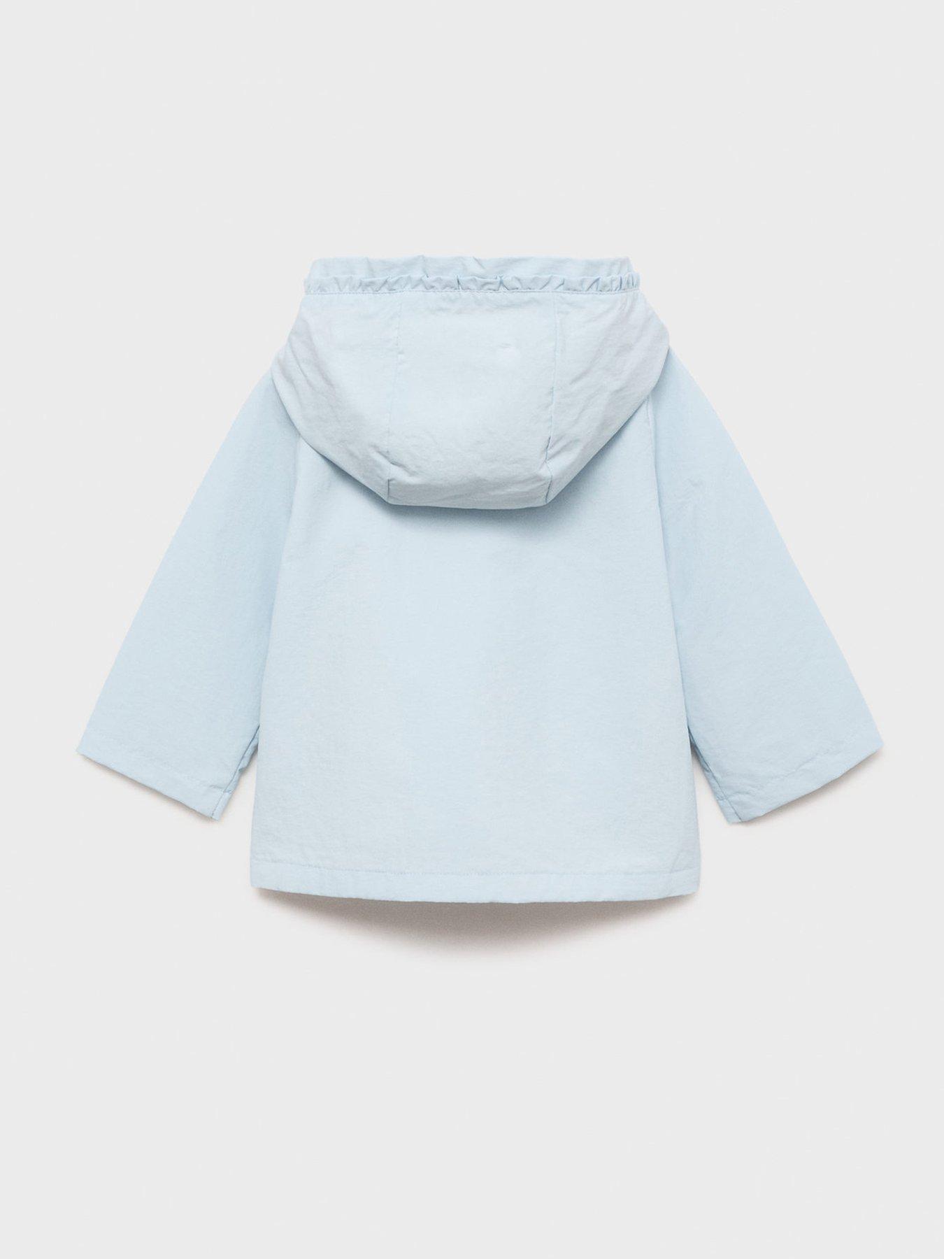 Image 4 of 4 of Mango Younger Girls Frill Hooded Jacket - Light Blue