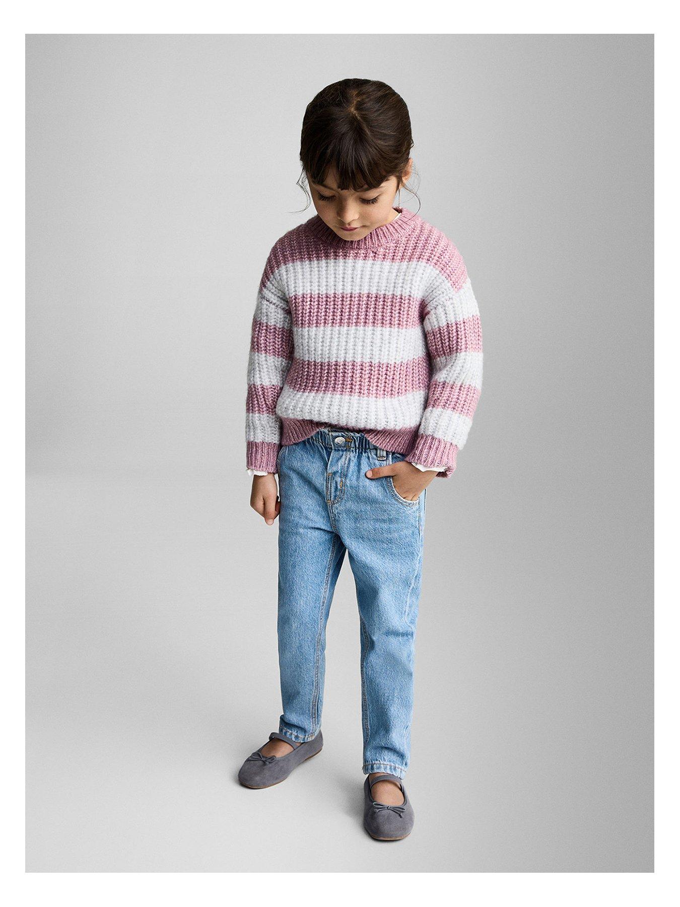 Image of Mango Younger Girls Paperbag Jeans - Blue