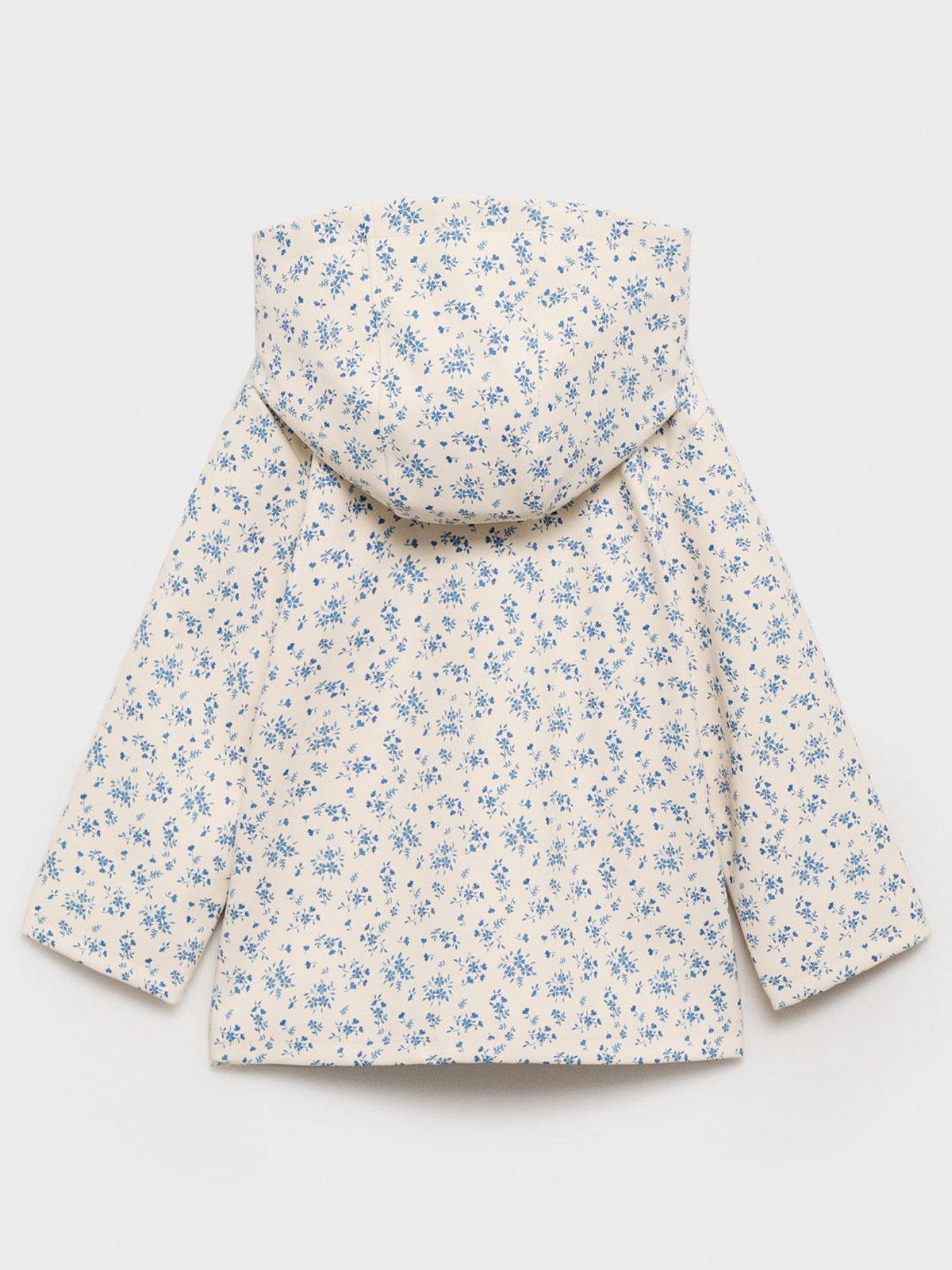 Image 2 of 4 of Mango Younger Girls Floral Rubberised Rain Coat - Light Cream