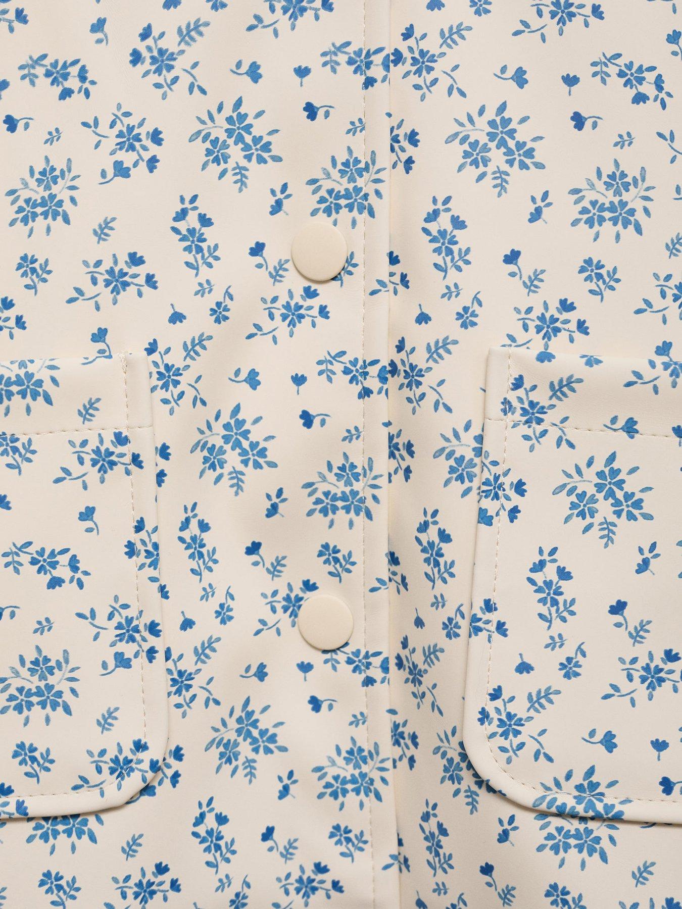 Image 4 of 4 of Mango Younger Girls Floral Rubberised Rain Coat - Light Cream