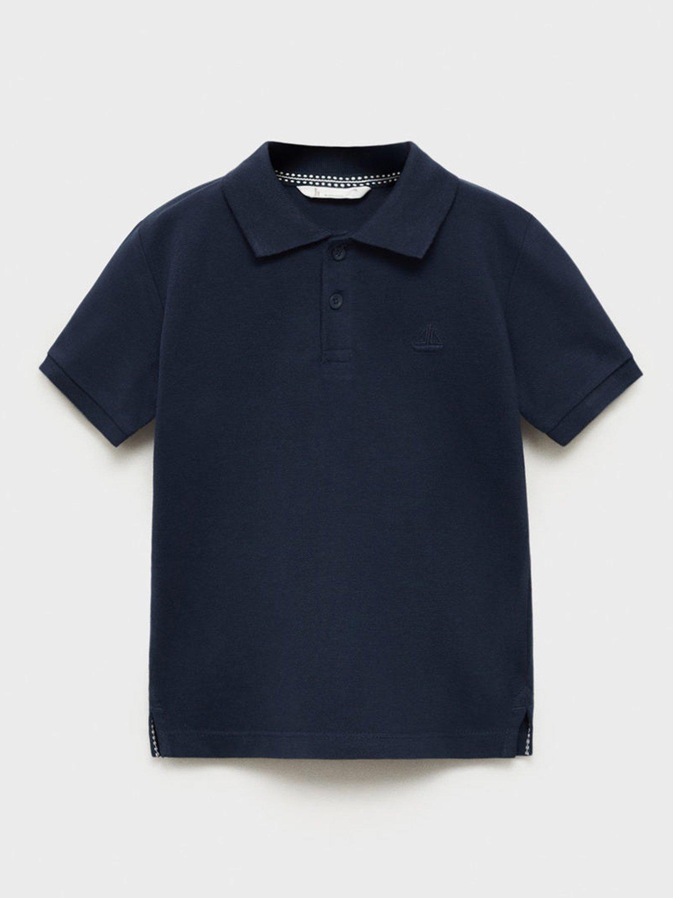 Image of Mango Younger Boys Short Sleeve Polo Shirt - Navy