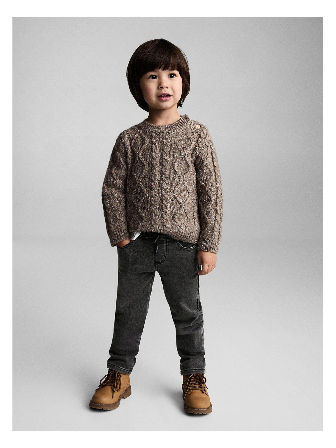 Image 1 of 5 of Mango Younger Boys Elasticated Waist Jeans - Black