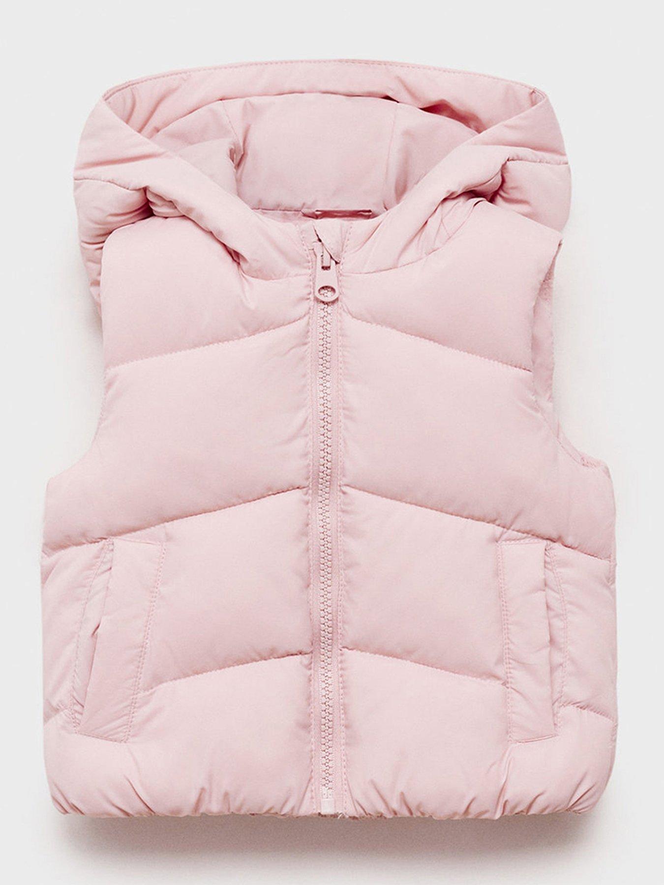 Image 1 of 4 of Mango Younger Girls Hooded Padded Gilet - Pink