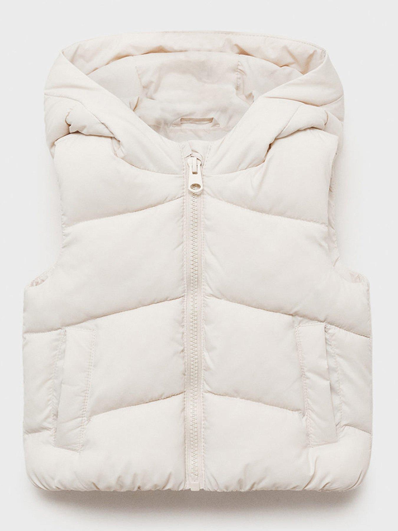 Image 1 of 4 of Mango Younger Girls Hooded Padded Gilet - Cream