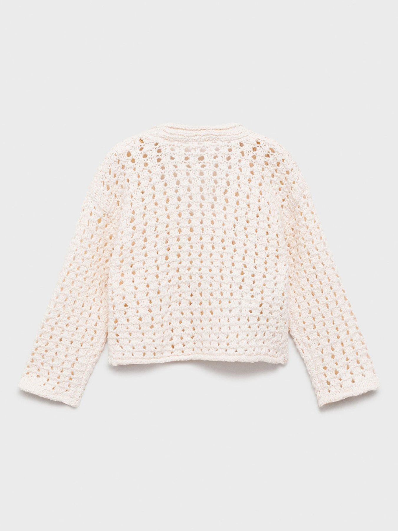 Image 2 of 4 of Mango Younger Girls Frill Knitted Jumper - Cream