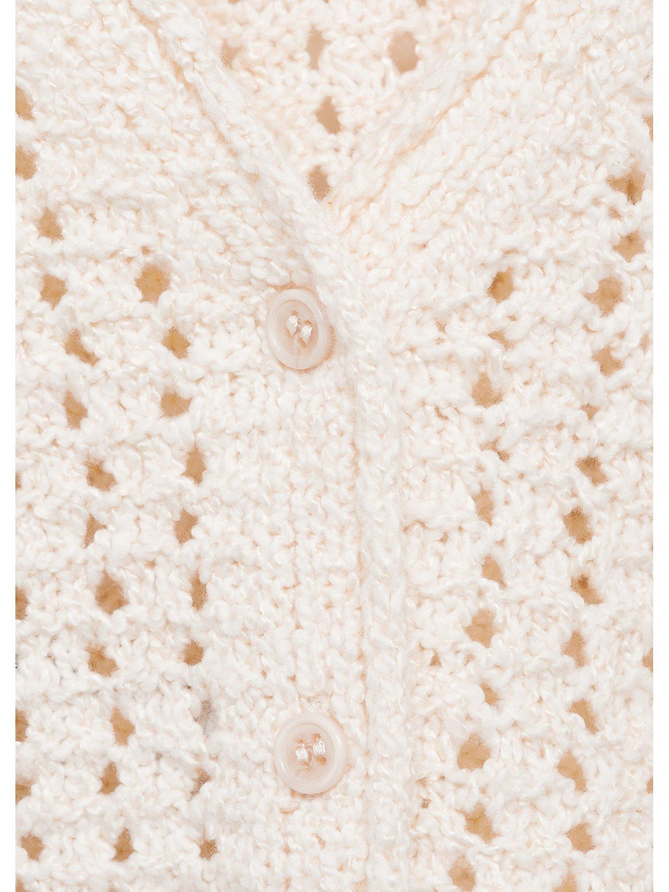 Image 4 of 4 of Mango Younger Girls Frill Knitted Jumper - Cream