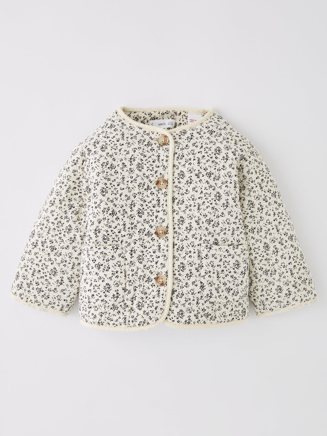 Image 1 of 4 of Mango Younger Girls Floral Printed Jacket - Cream