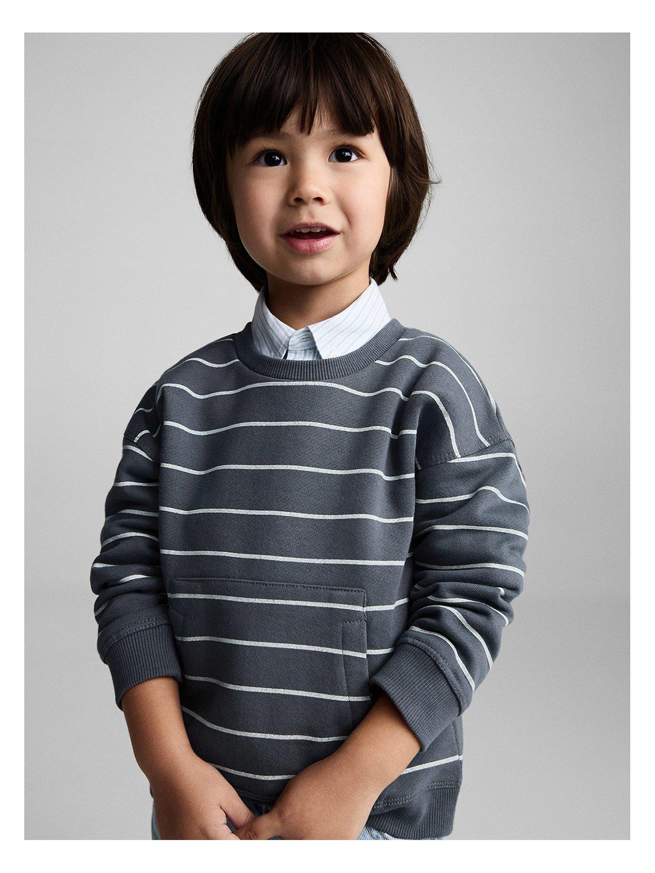 Image of Mango Younger Boys Striped Sweat Top - Blue