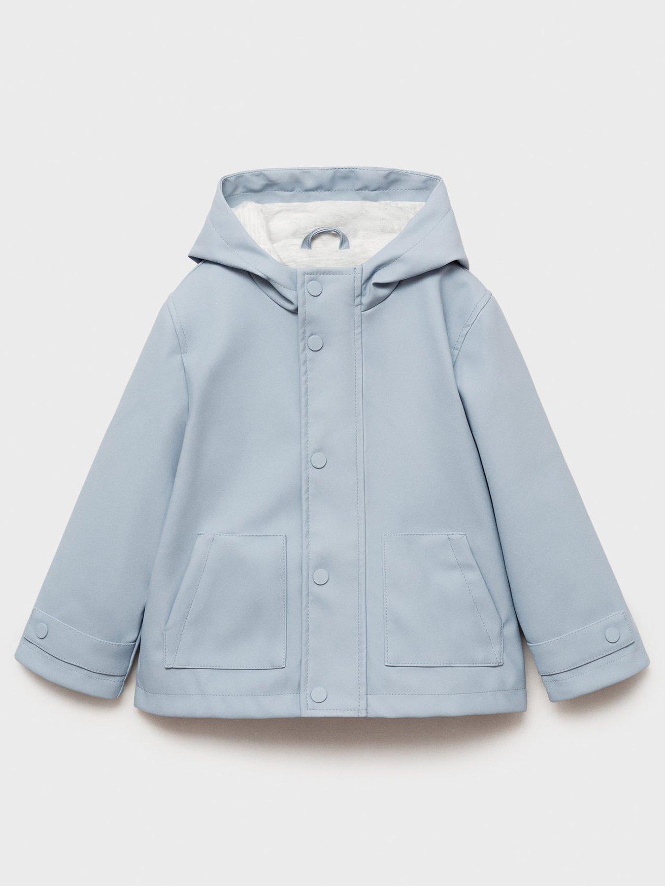 Image 1 of 4 of Mango Younger Boys Rubberised Rain Coat - Light Blue