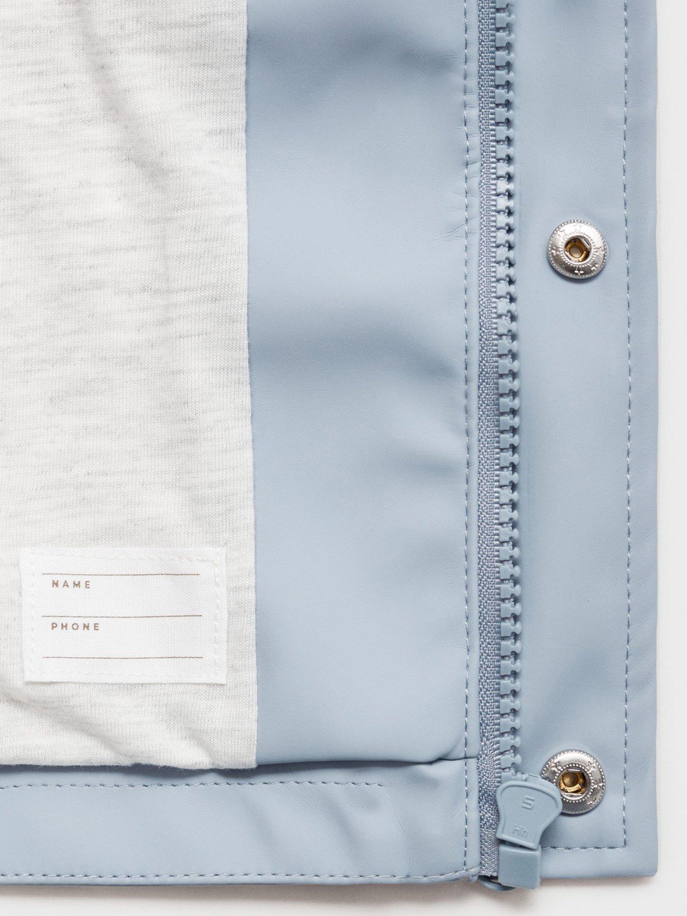 Image 3 of 4 of Mango Younger Boys Rubberised Rain Coat - Light Blue