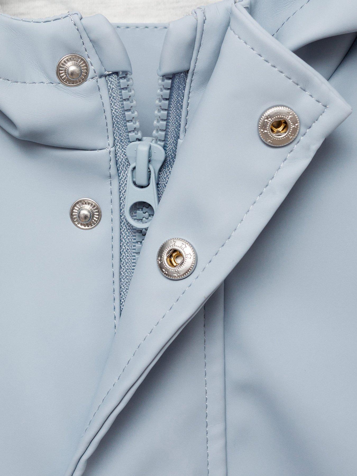 Image 4 of 4 of Mango Younger Boys Rubberised Rain Coat - Light Blue