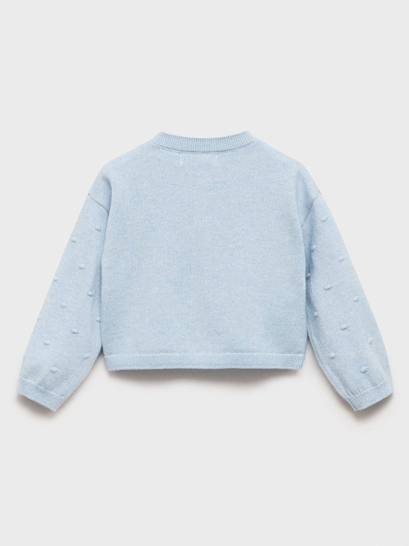 Image 2 of 4 of Mango Younger Girls Dobby Spot Knitted Cardigan - Blue