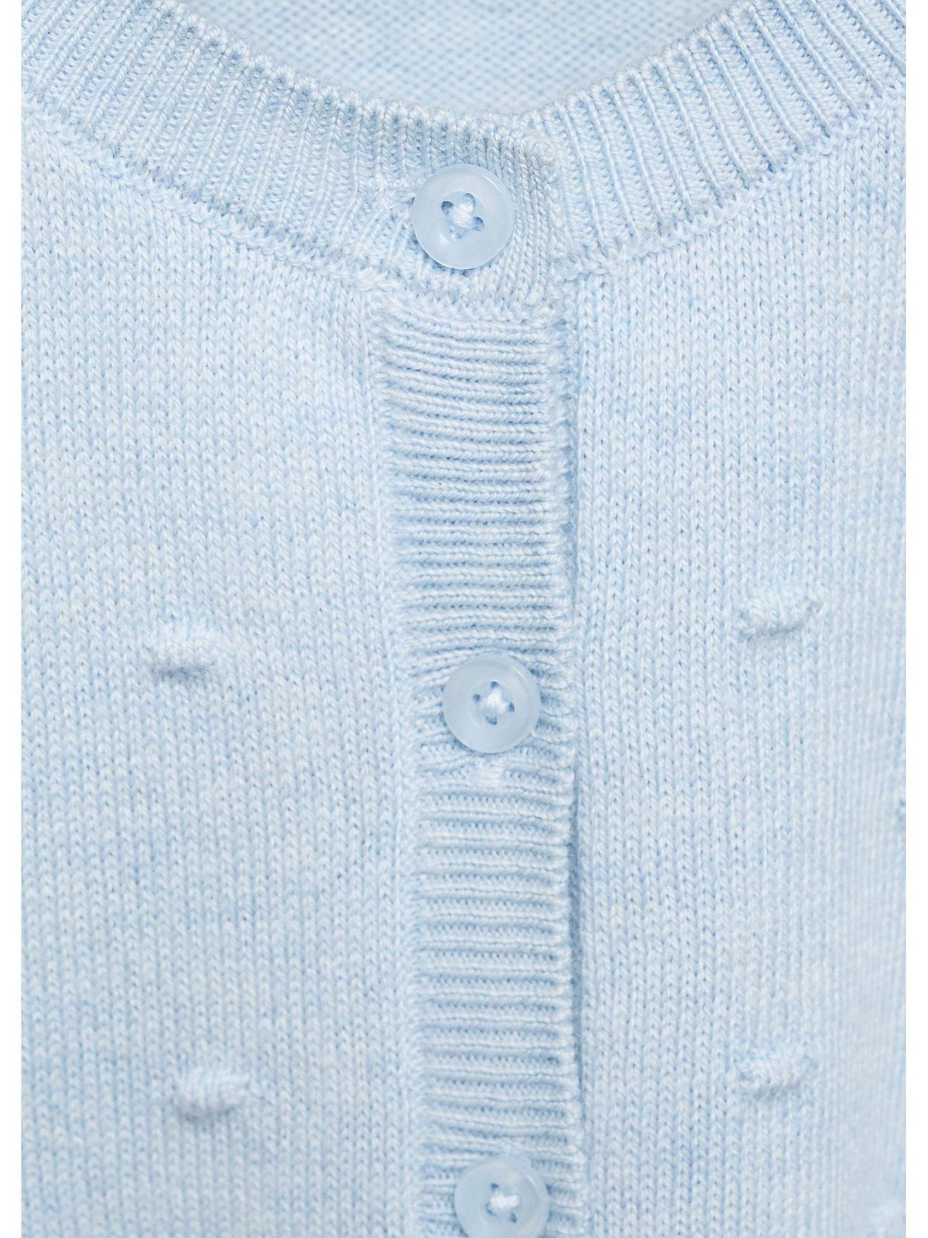 Image 3 of 4 of Mango Younger Girls Dobby Spot Knitted Cardigan - Blue