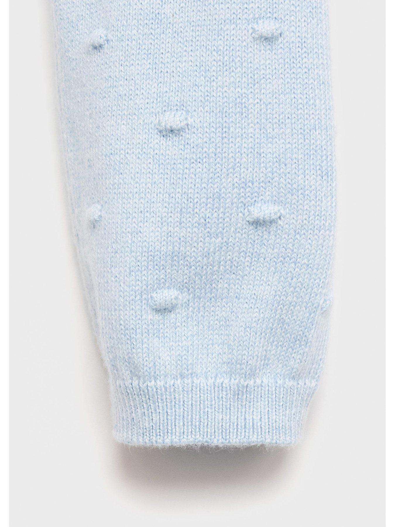 Image 4 of 4 of Mango Younger Girls Dobby Spot Knitted Cardigan - Blue