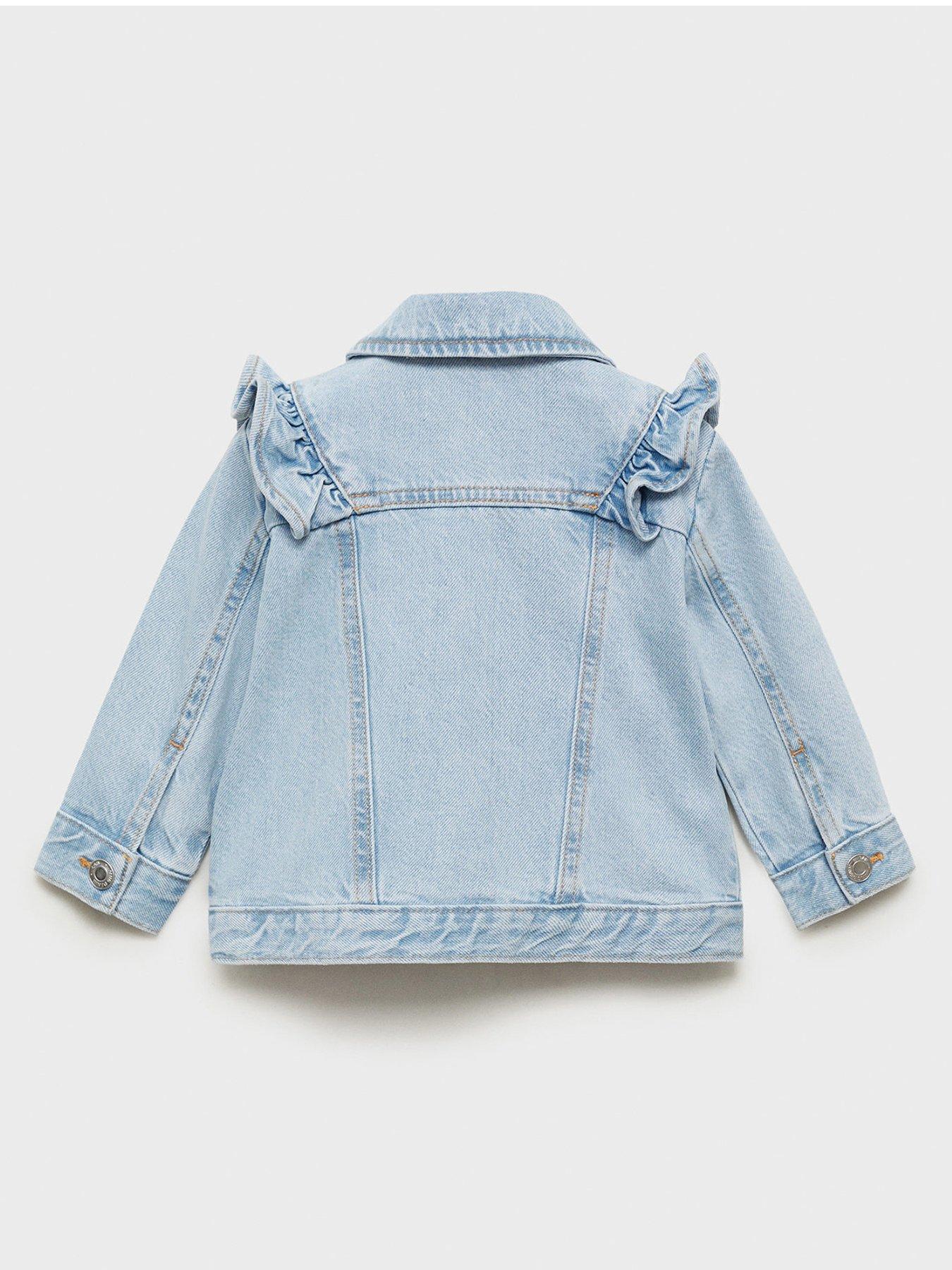 Image 2 of 4 of Mango Younger Girls Frill Denim Jacket - Blue