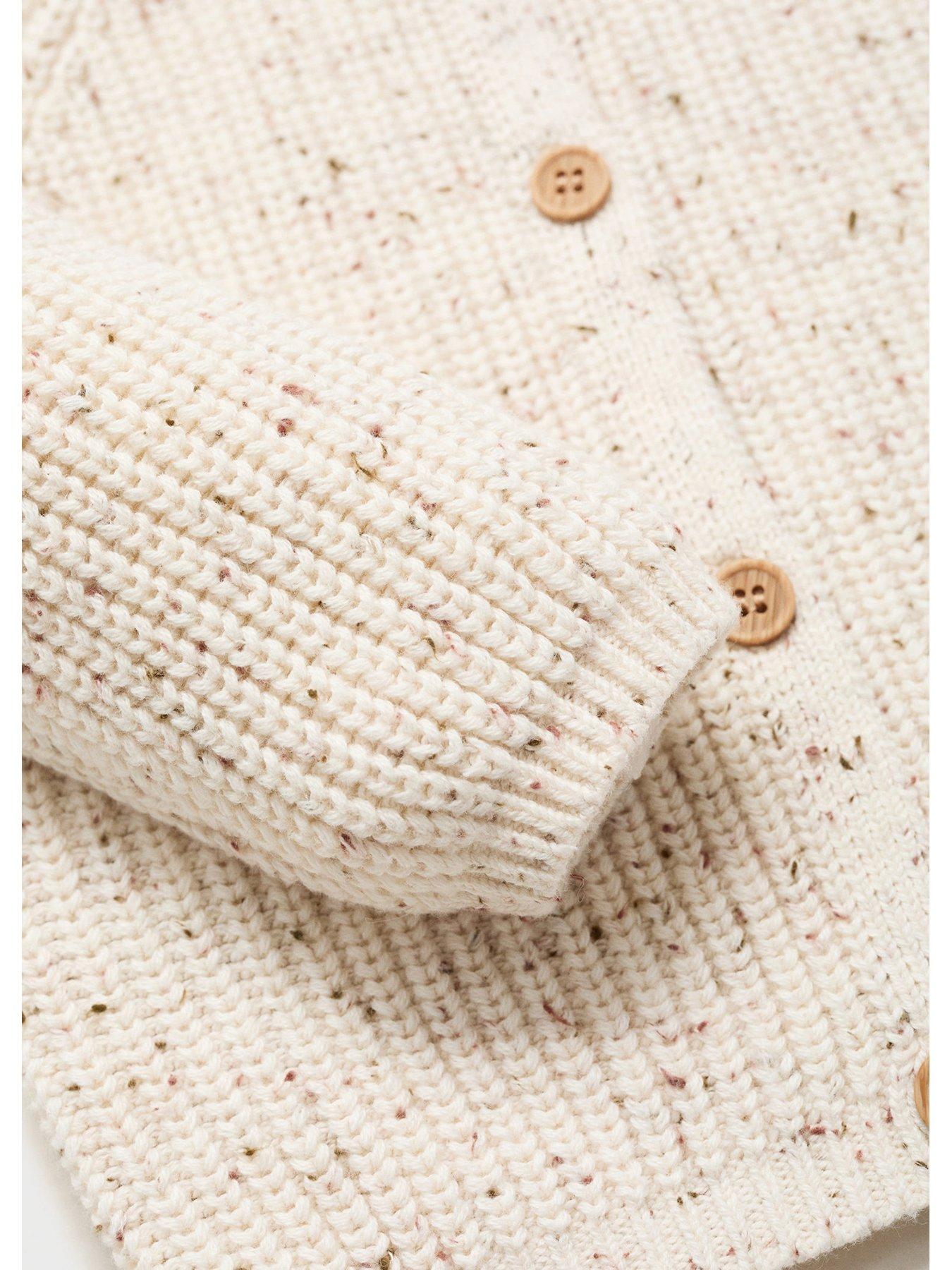 Image 3 of 4 of Mango Baby Unisex Speckled Knitted Cardigan - Cream