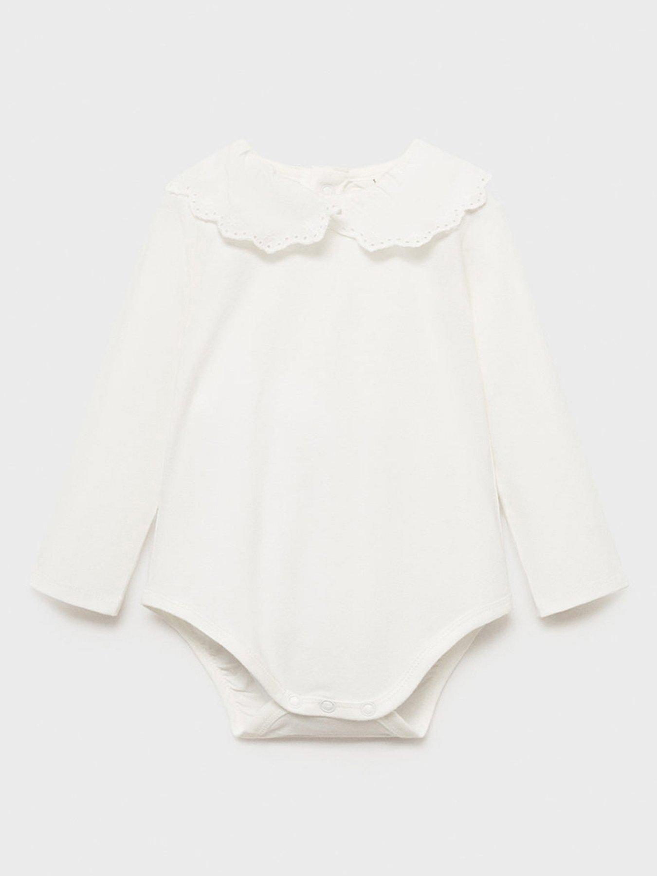 undefined Baby Girls Collared Long Sleeve Bodysuit - Light Cream