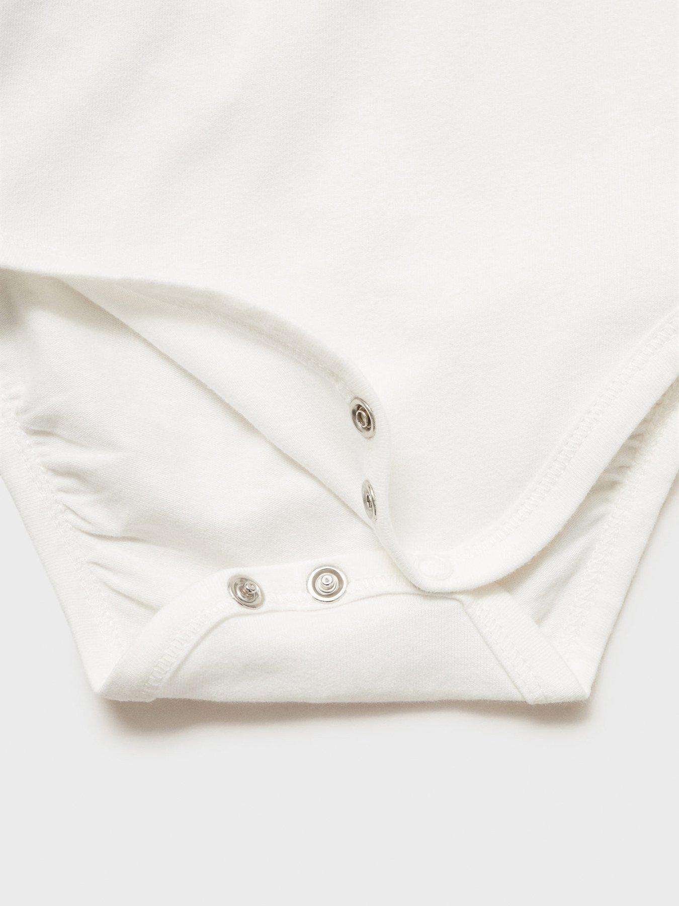 Image 4 of 4 of Mango Baby Girls Collared Long Sleeve Bodysuit - Light Cream