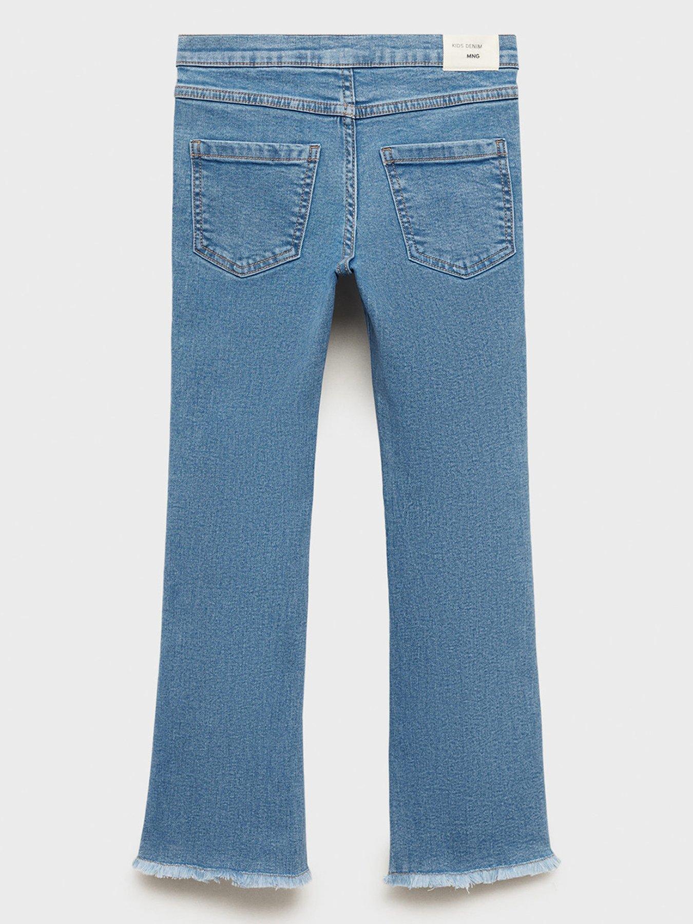 Image 2 of 4 of Mango Girls Raw Hem Jeans - Blue