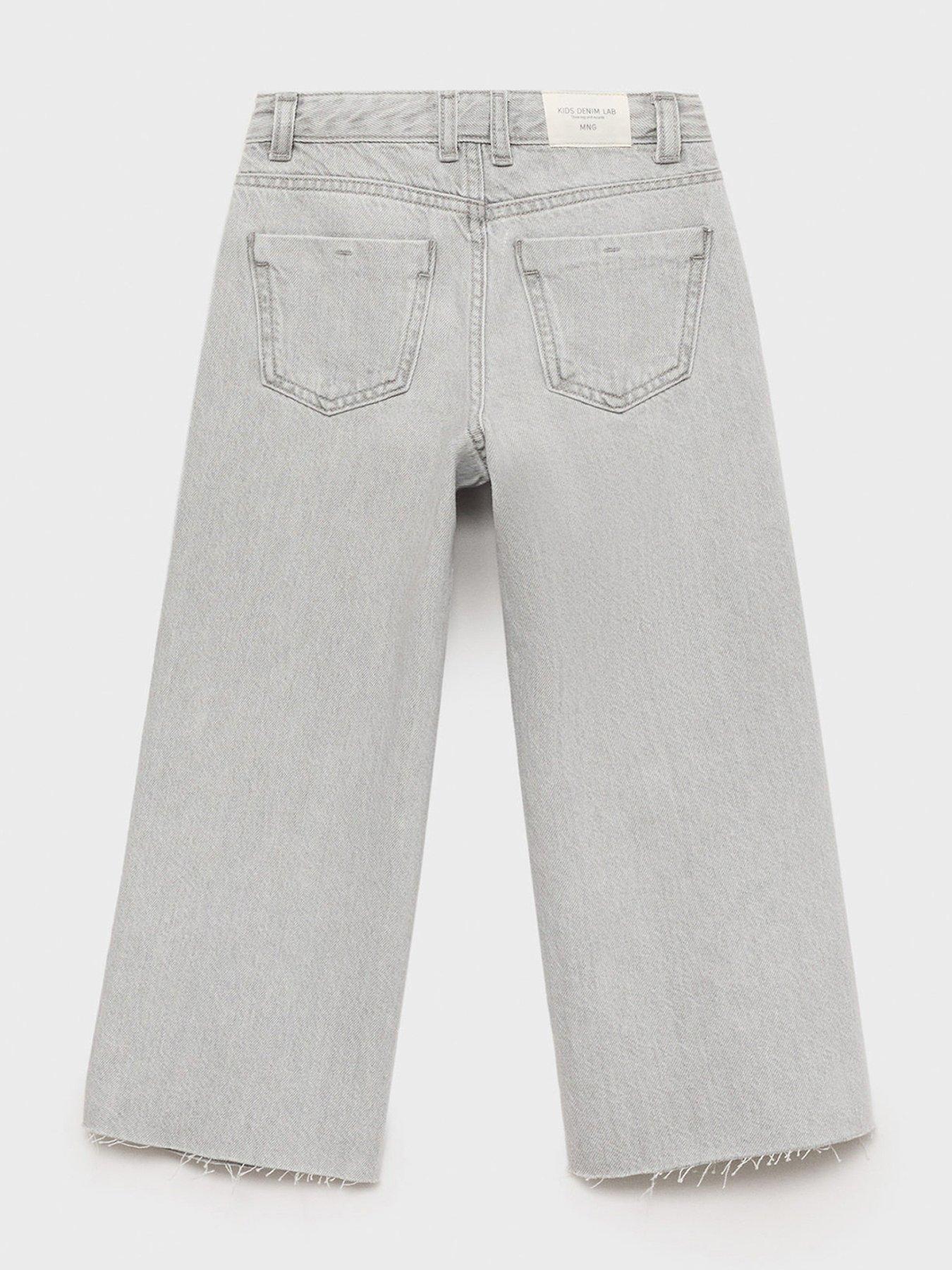 Image 2 of 4 of Mango Girls Wide Leg Jeans - Grey