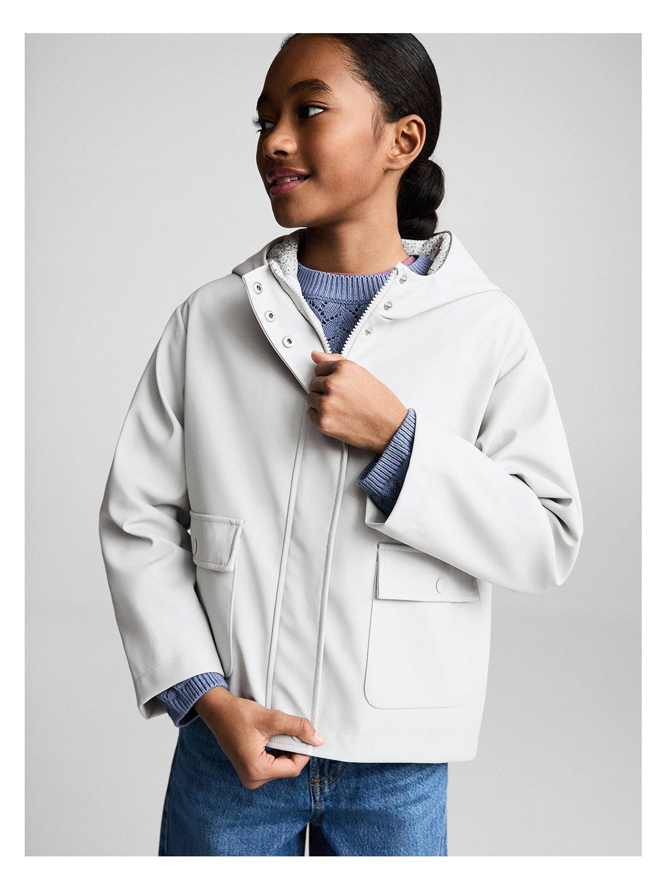 Image of Mango Girls Rubberised Rain Coat - Light Green