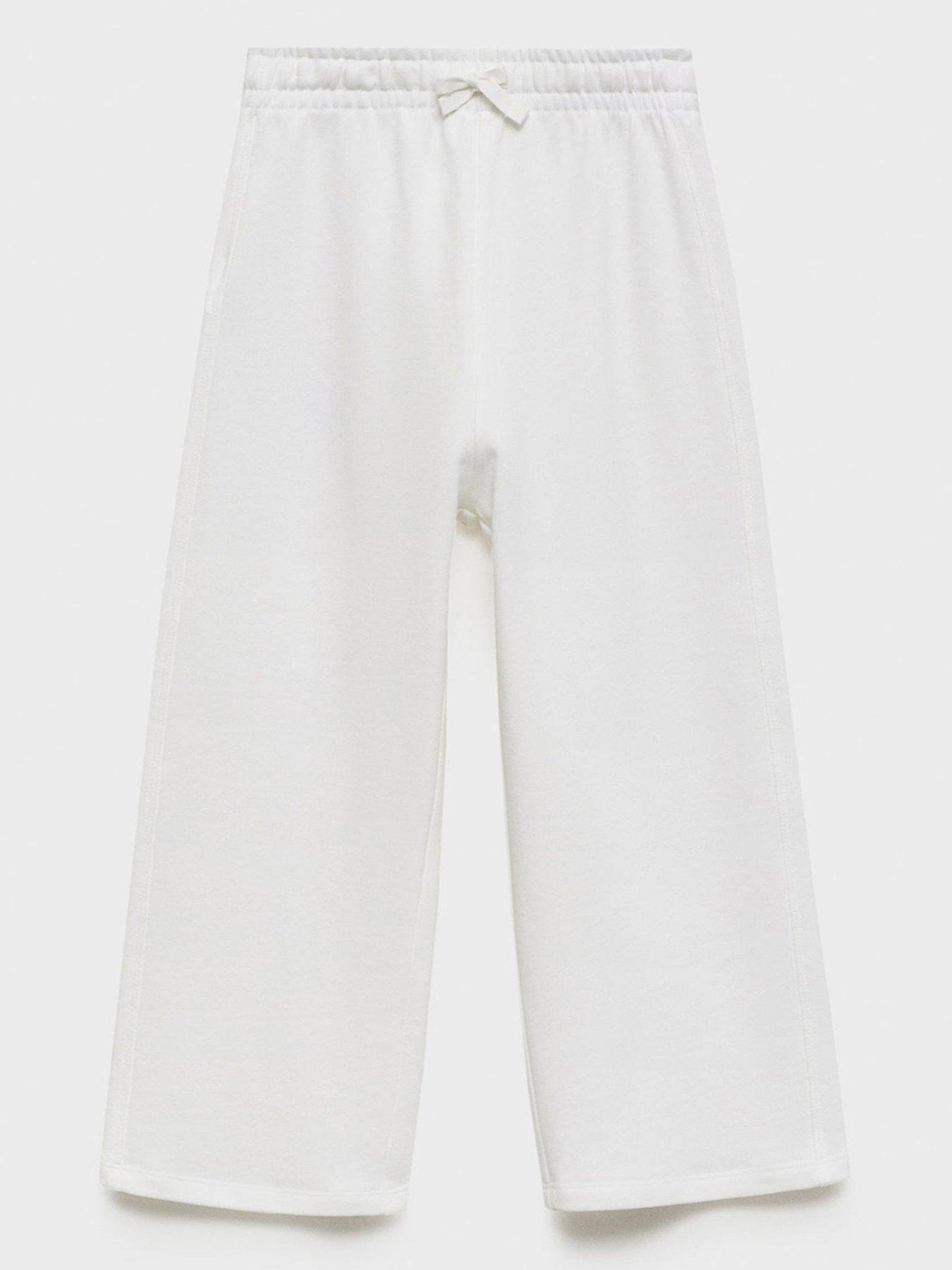 undefined Girls Wide Leg Joggers - Light Cream