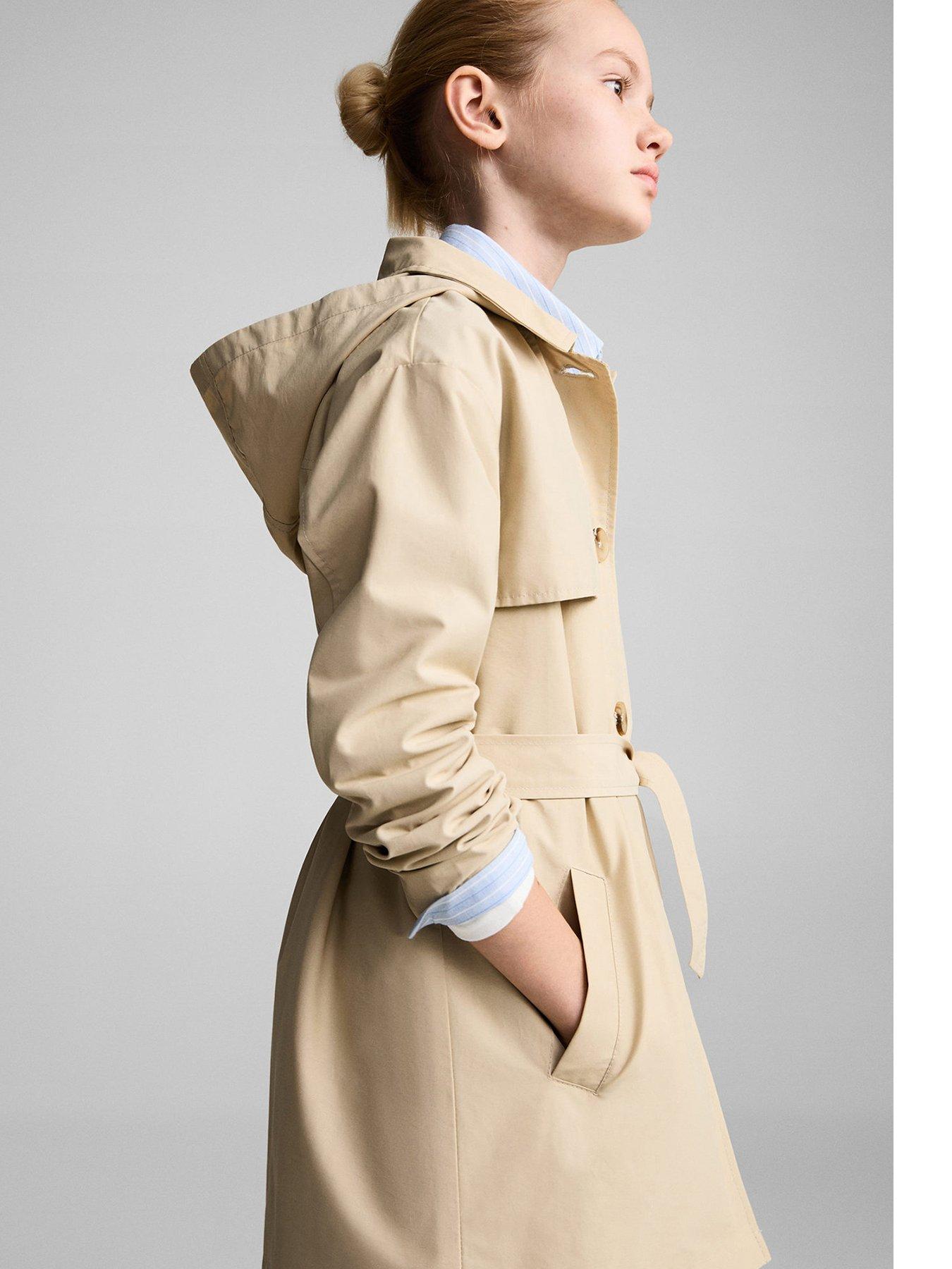 Image 3 of 5 of Mango Girls Hooded Trench Coat - Brown
