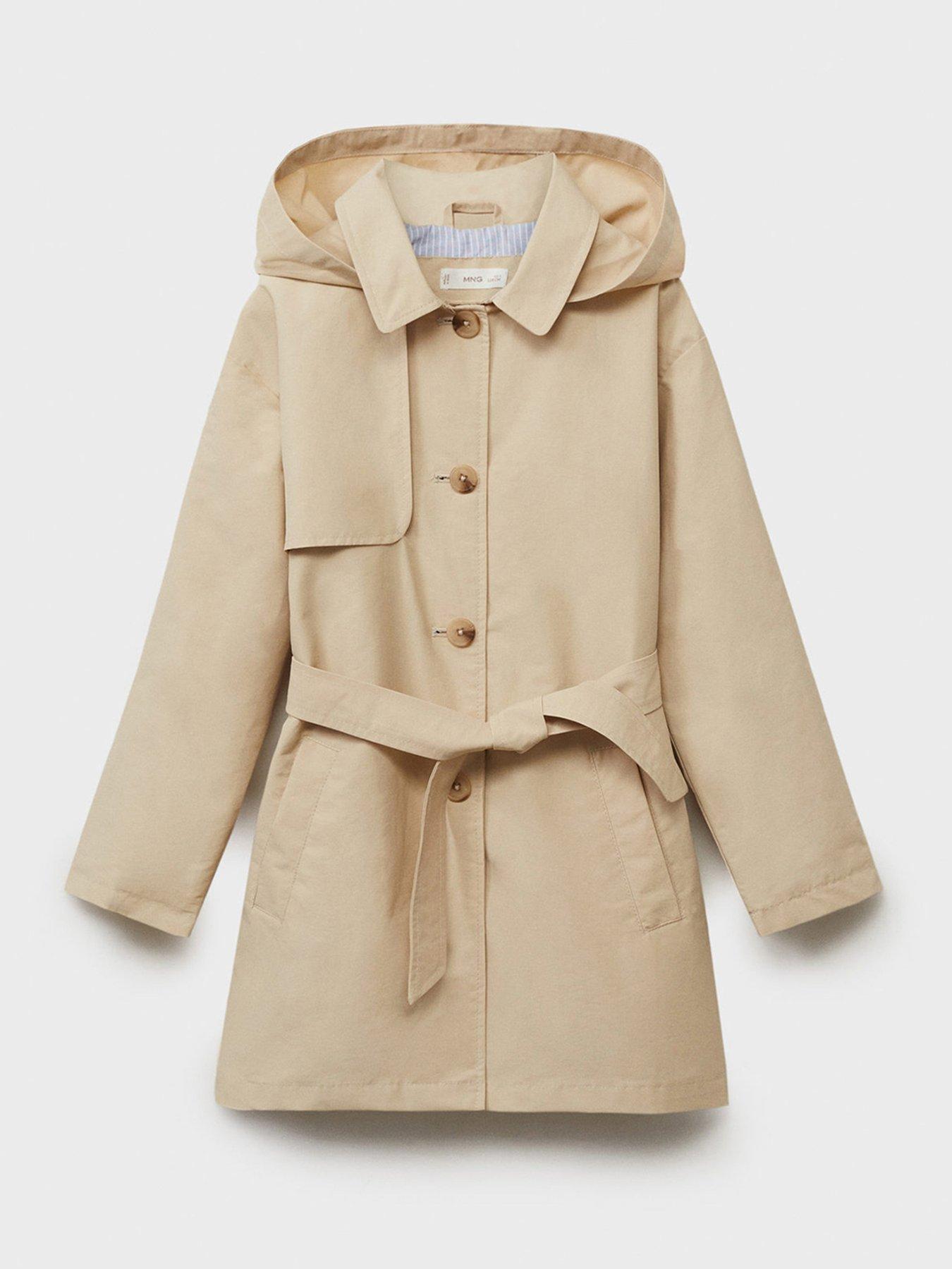 Image 4 of 5 of Mango Girls Hooded Trench Coat - Brown